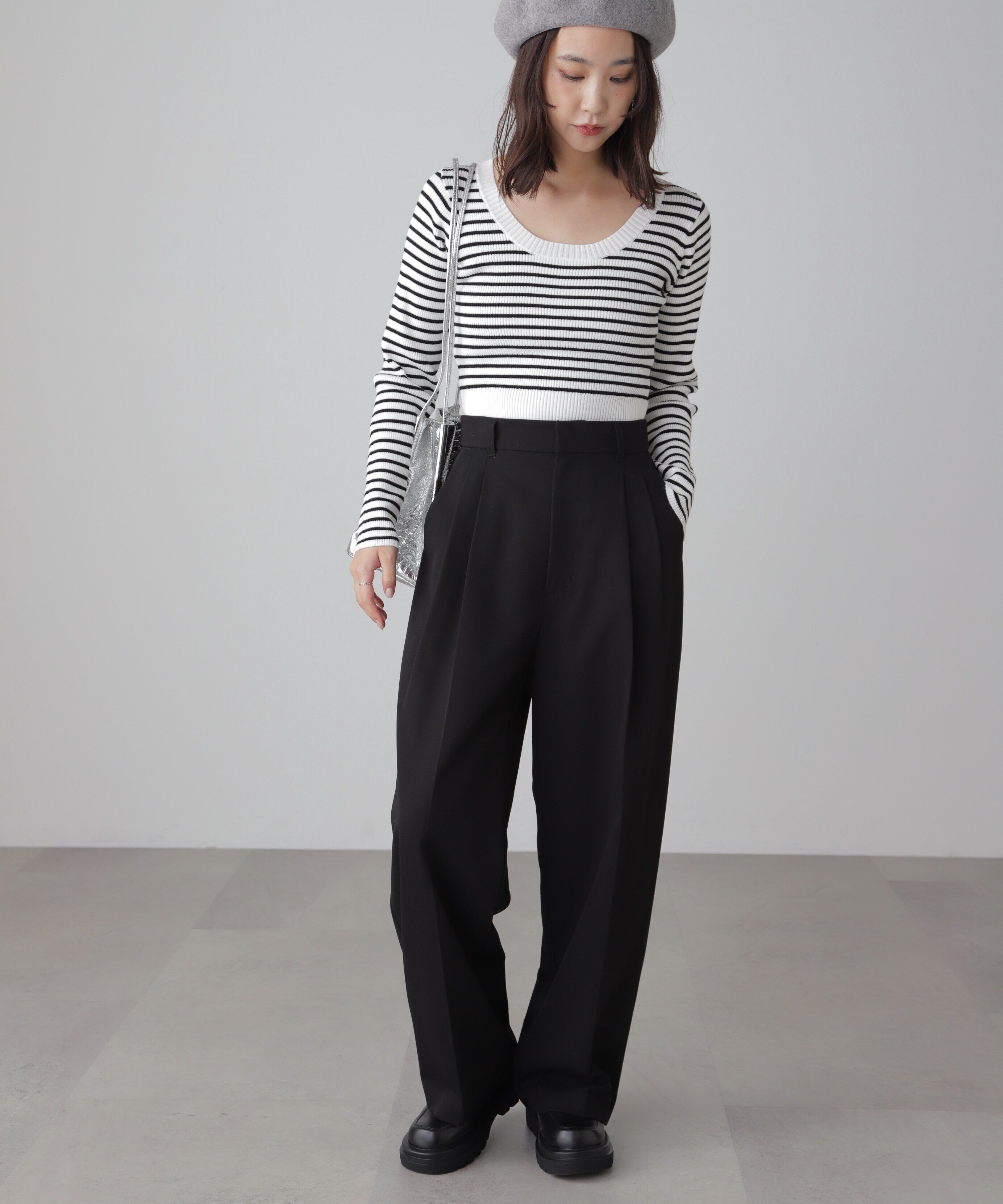  「〈洗える〉マシンウォッシャブルUネックニット」|ニット・セーター|