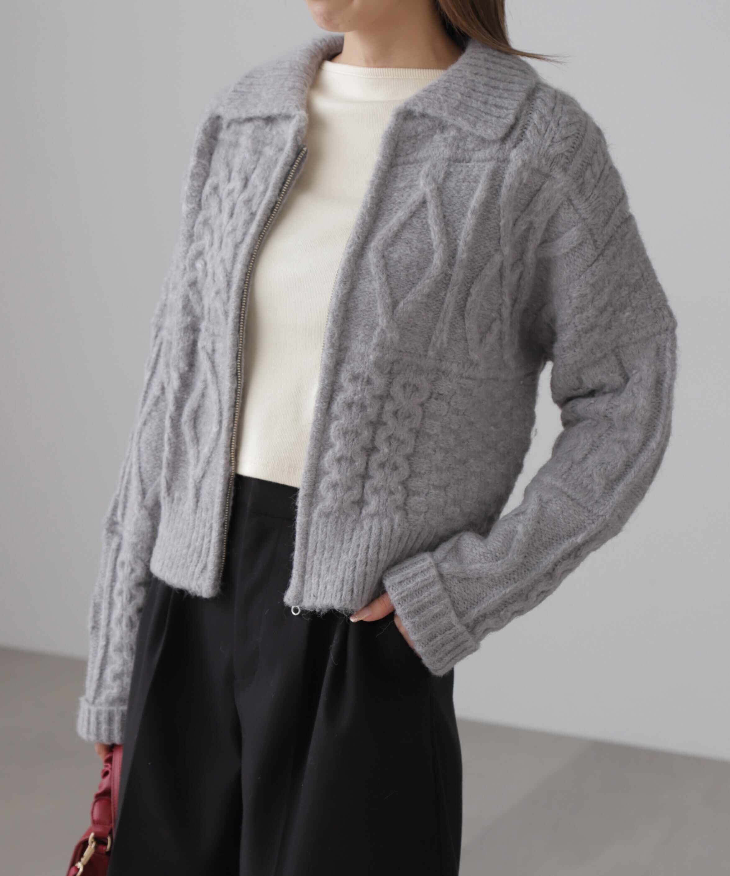  「ジャガードニットブルゾン」|ブルゾン・スタジャン|