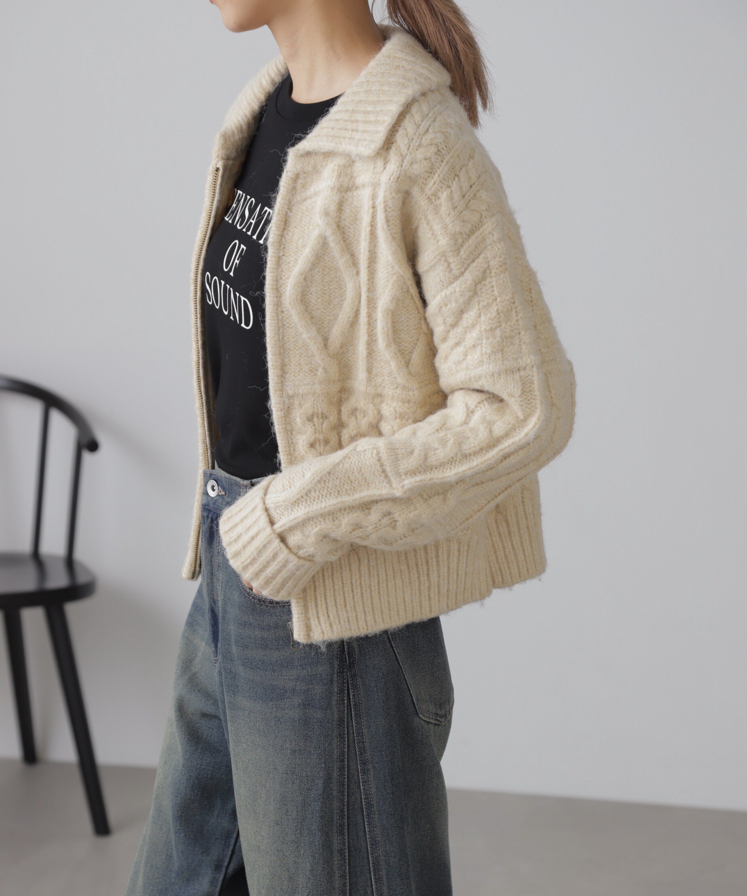  「ジャガードニットブルゾン」|ブルゾン・スタジャン|