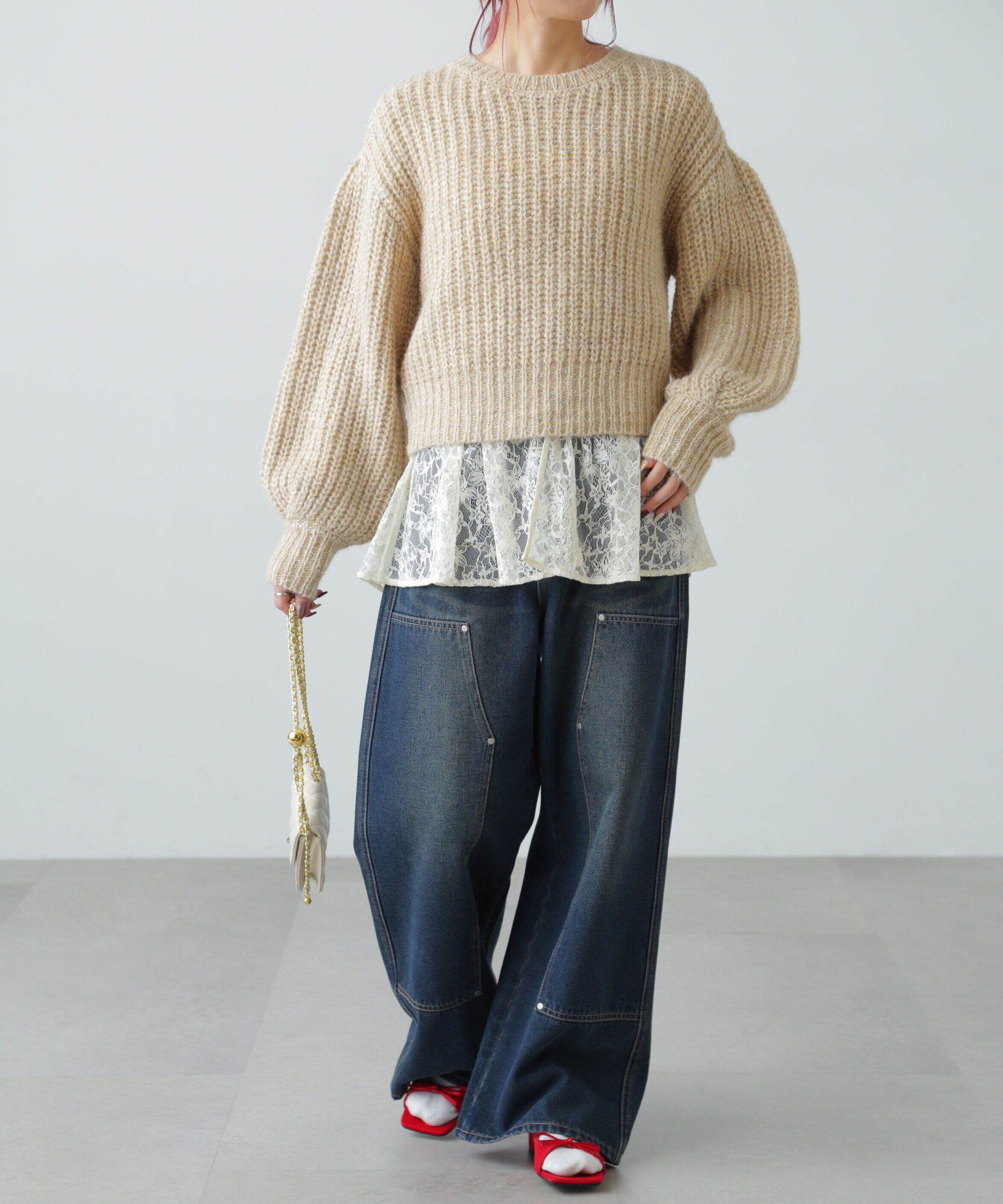  「ダブルニーワイドデニムパンツ」|その他|