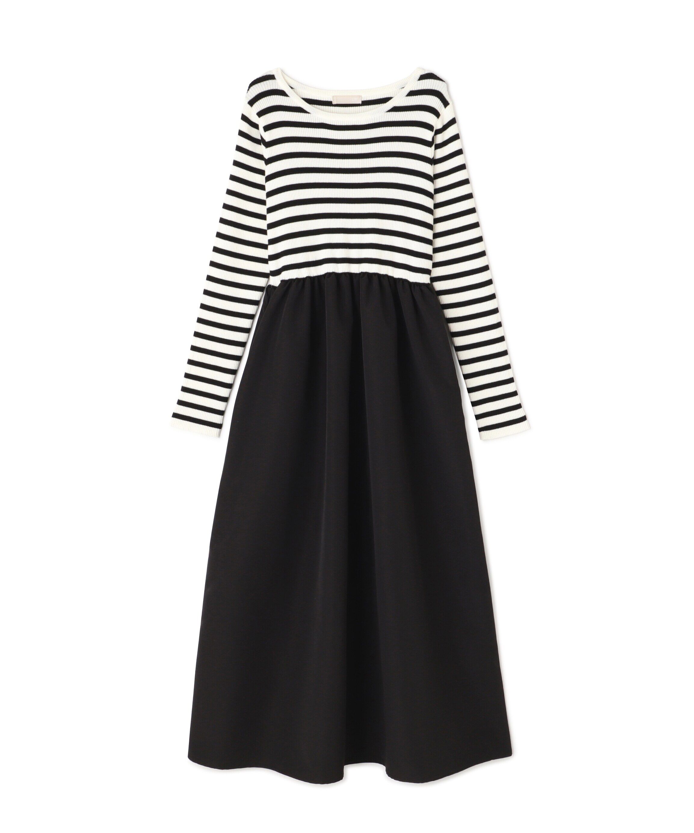  「布帛ドッキングクルーネックワンピース」|ワンピース|