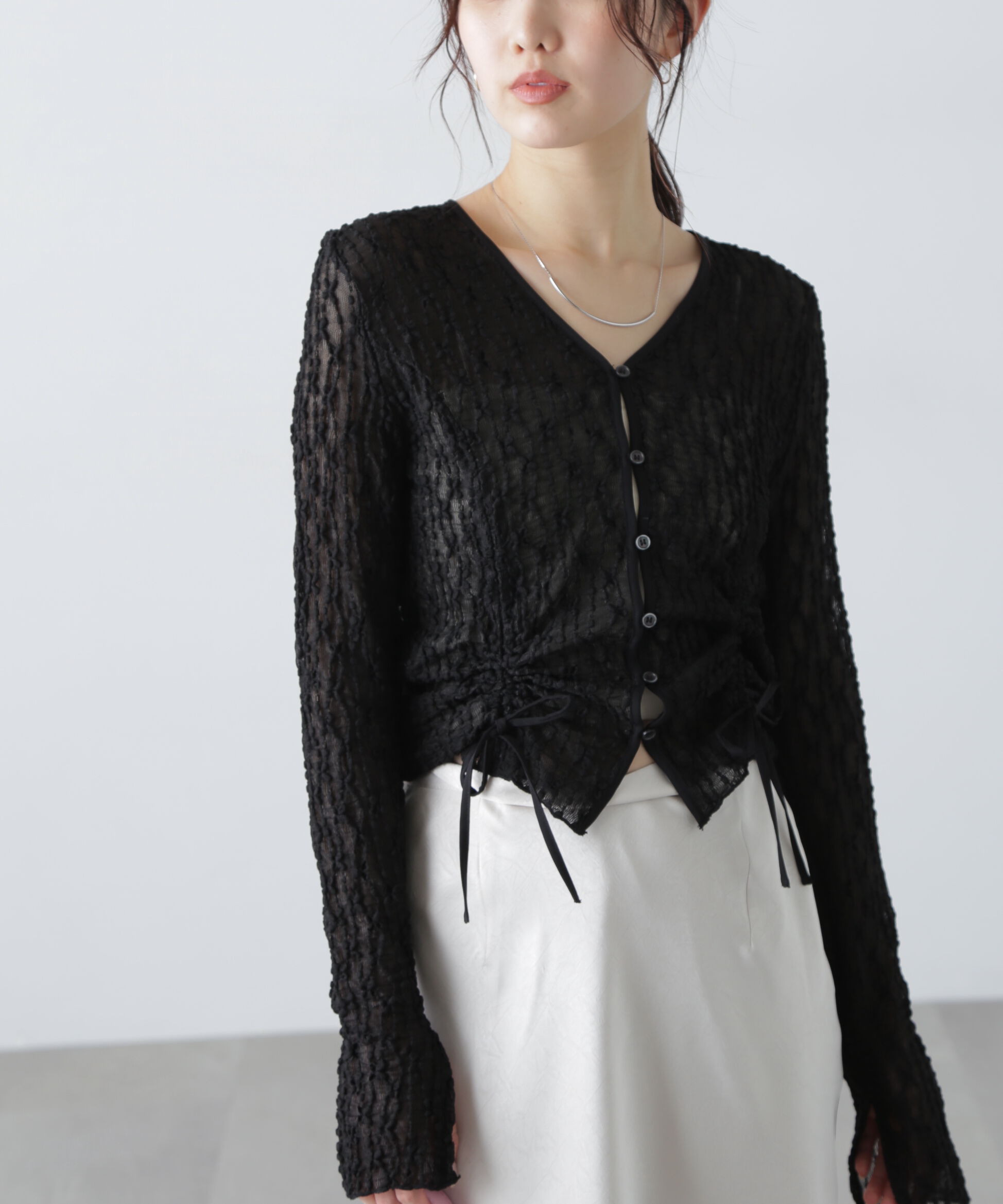  「シアーレースドロストカーディガン」|Tシャツ・カットソー|