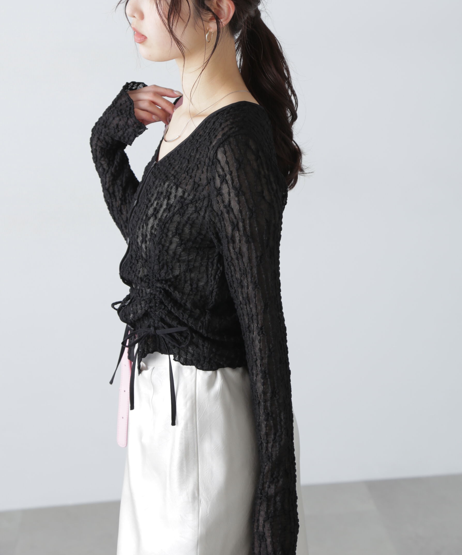  「シアーレースドロストカーディガン」|Tシャツ・カットソー|