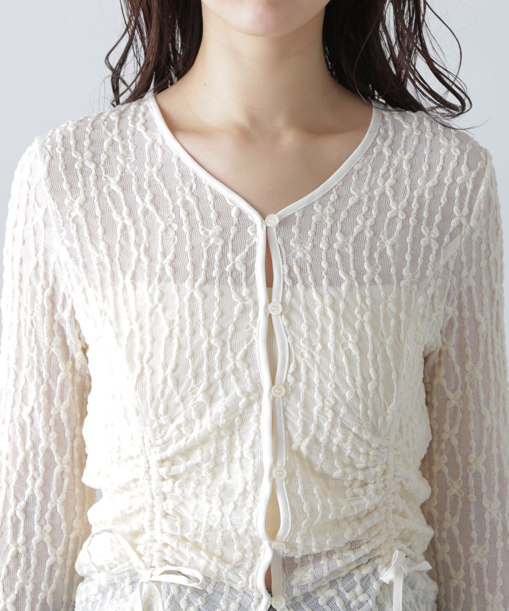  「シアーレースドロストカーディガン」|Tシャツ・カットソー|