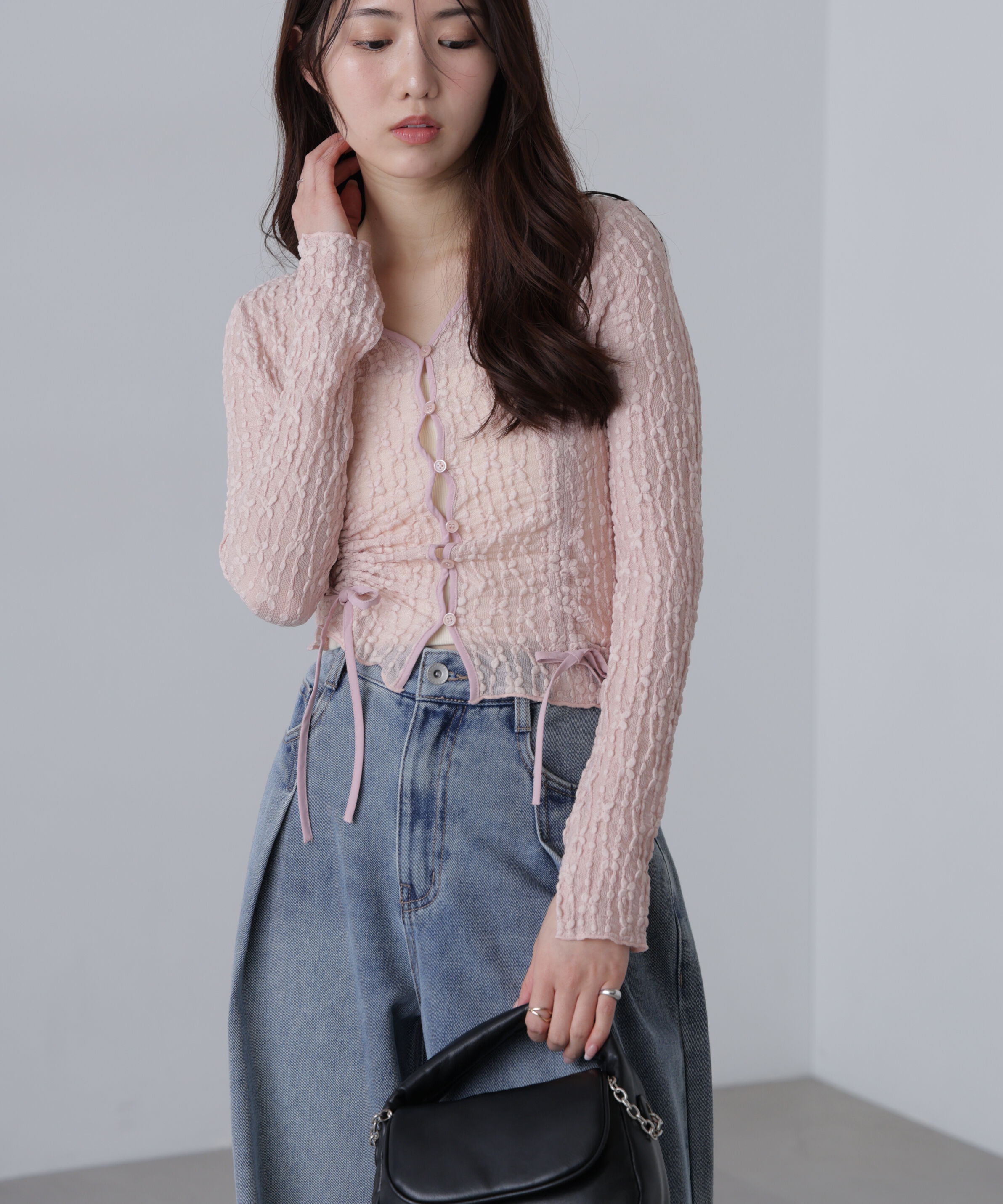  「シアーレースドロストカーディガン」|Tシャツ・カットソー|