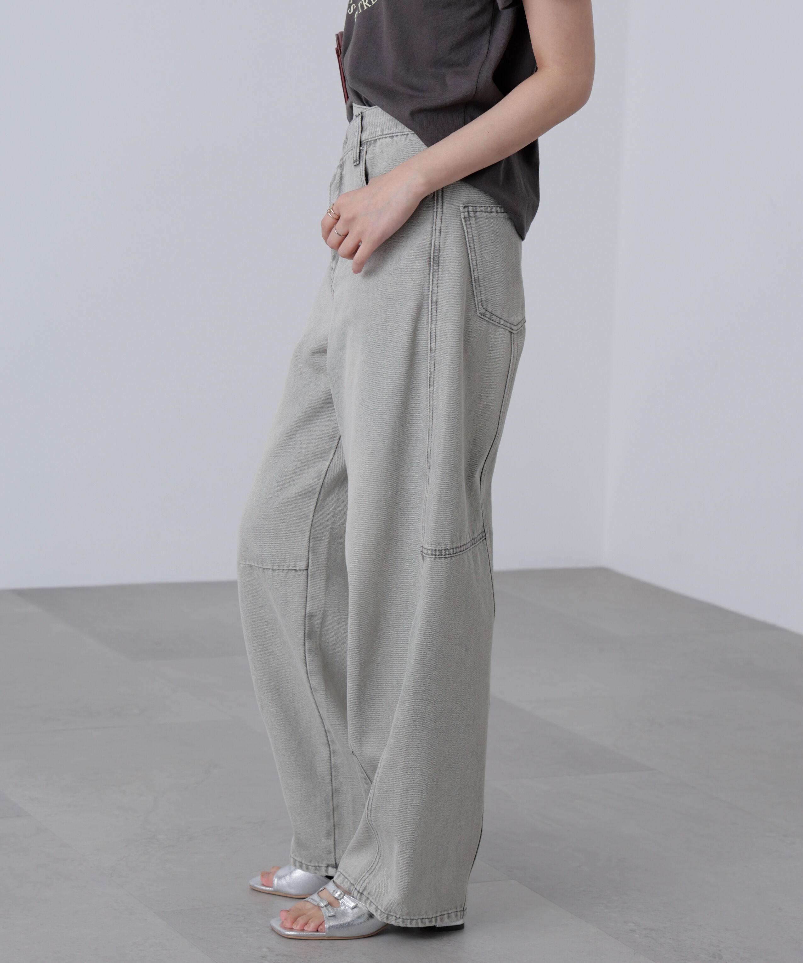  「[低身長サイズ/Sシリーズ]アシメベルトコクーンデニムパンツ」|その他|