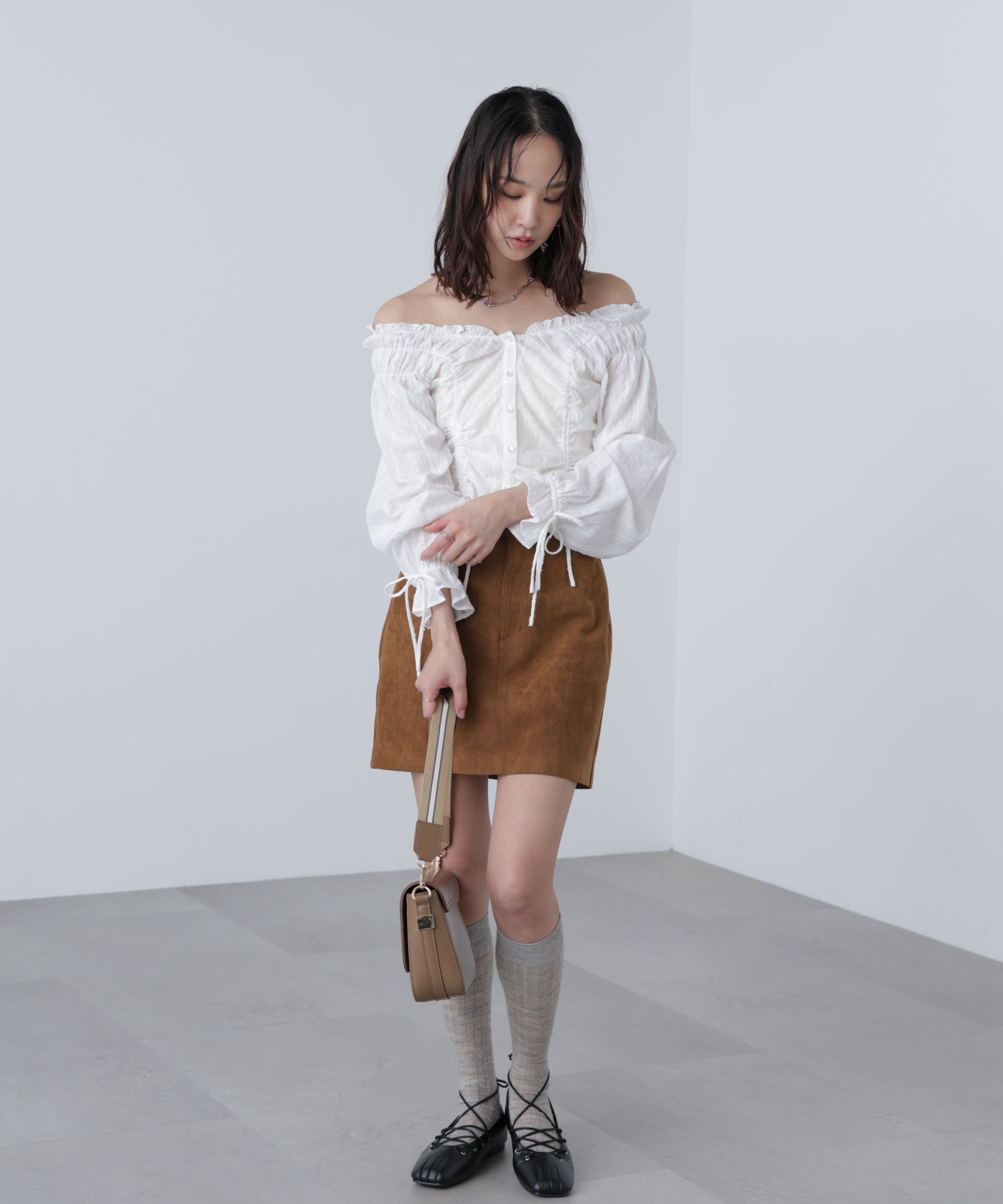  「ドロストリボン長袖ブラウス」|シャツ・ブラウス|