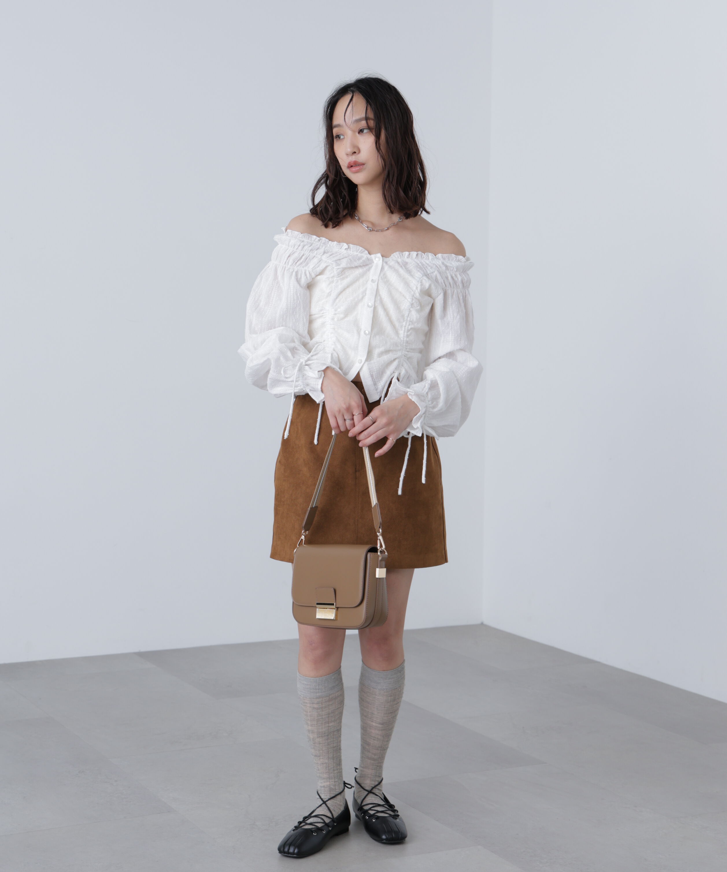  「ドロストリボン長袖ブラウス」|シャツ・ブラウス|