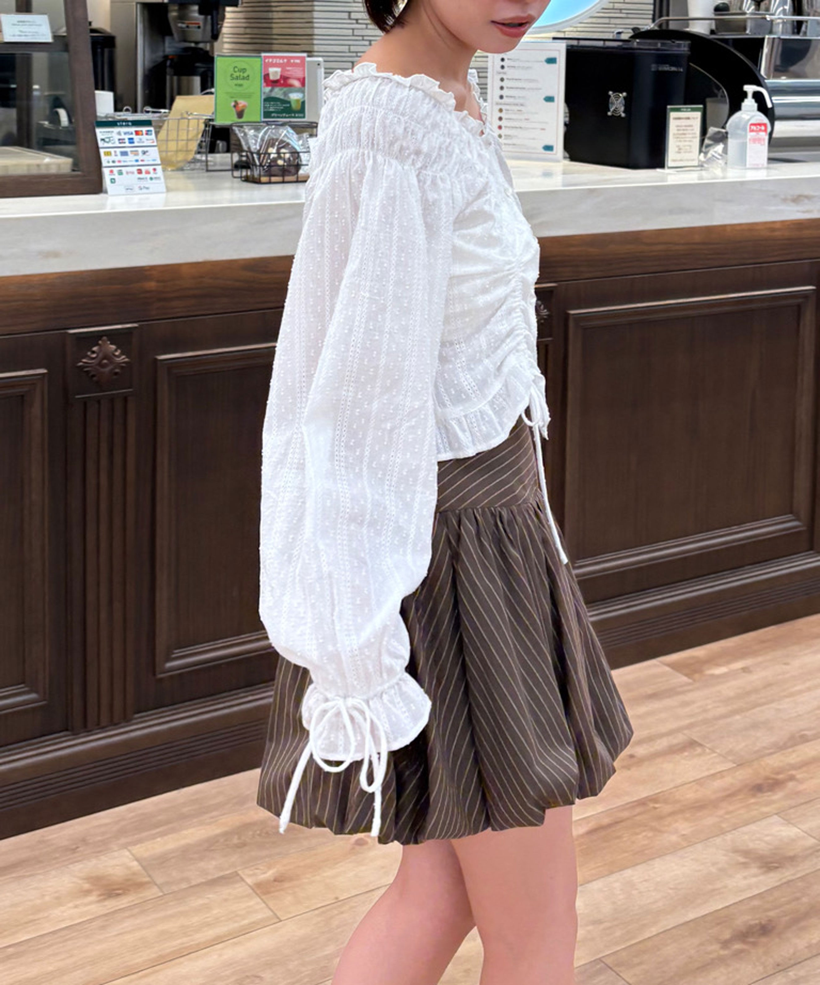  「ドロストリボン長袖ブラウス」|シャツ・ブラウス|