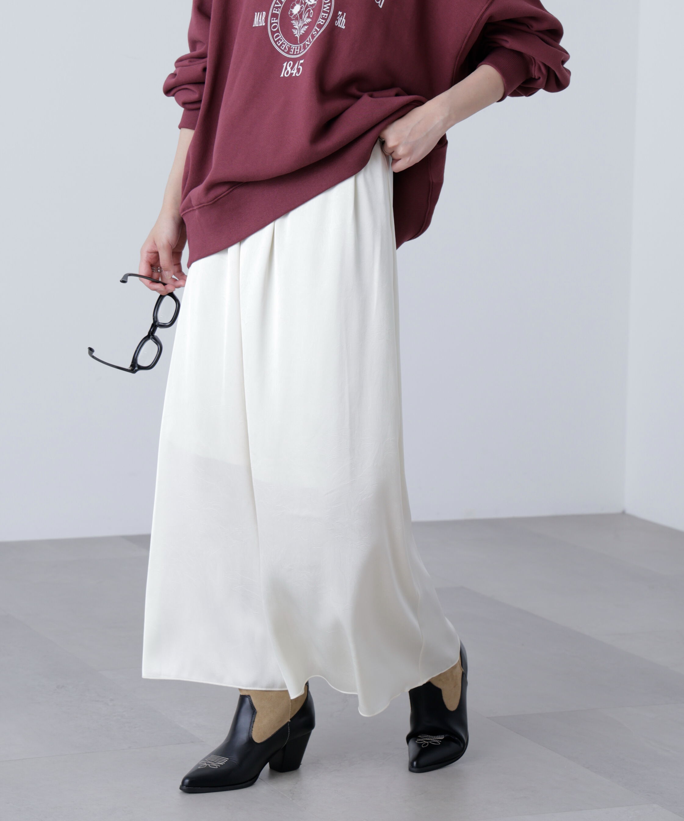  「サテンナローロングスカート」|スカート|