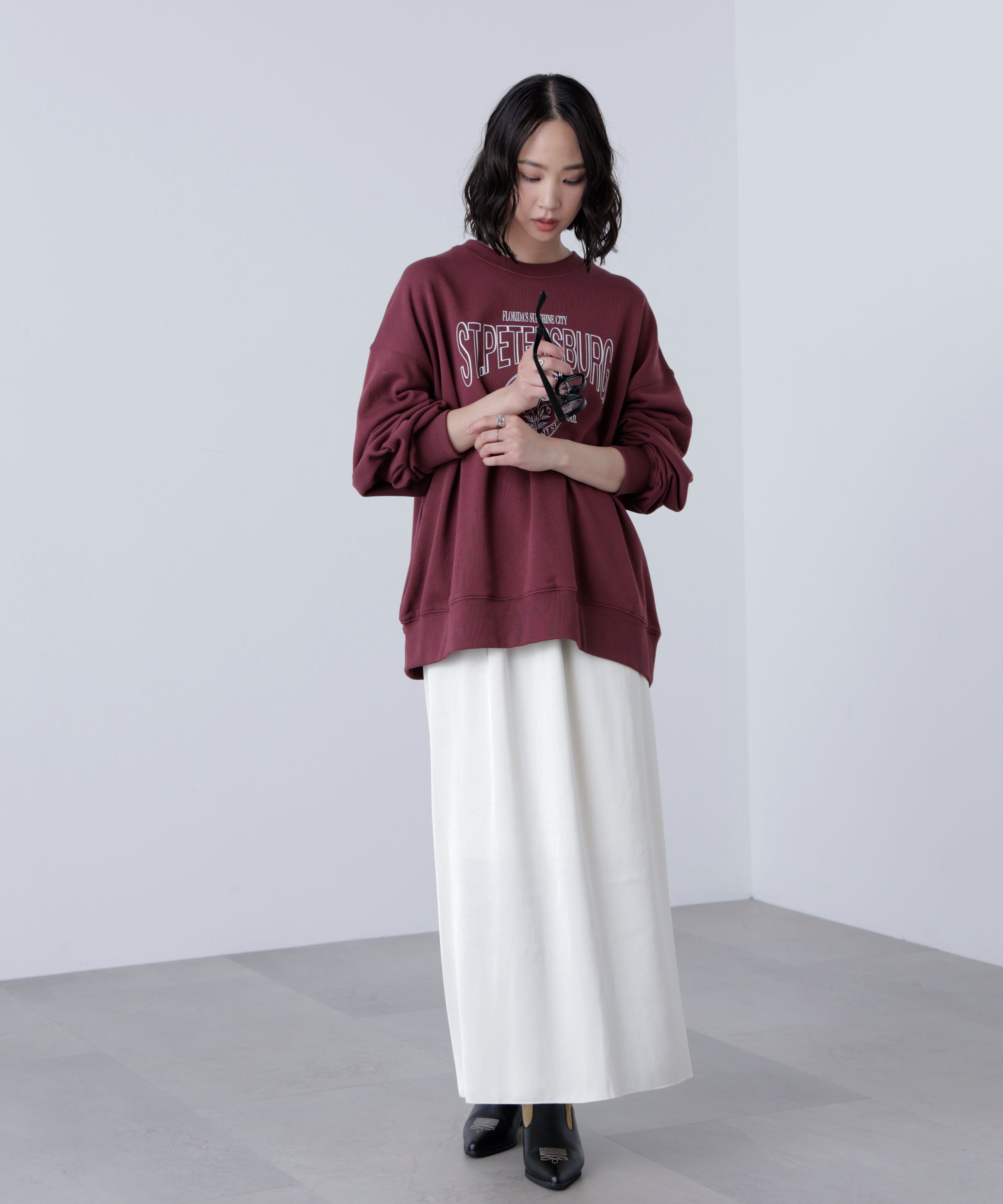  「サテンナローロングスカート」|スカート|