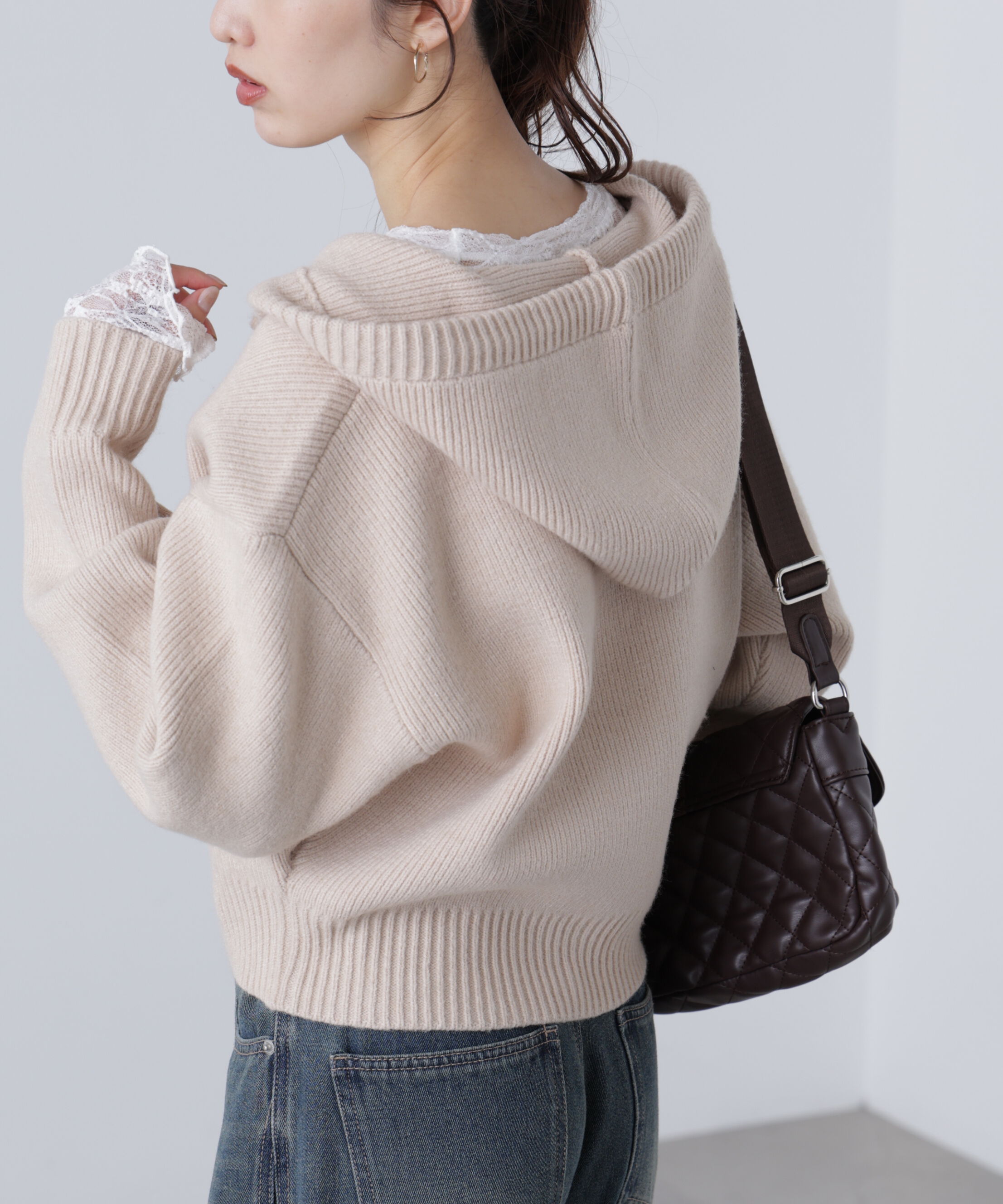  「ジップニットパーカー」|ニット・セーター|