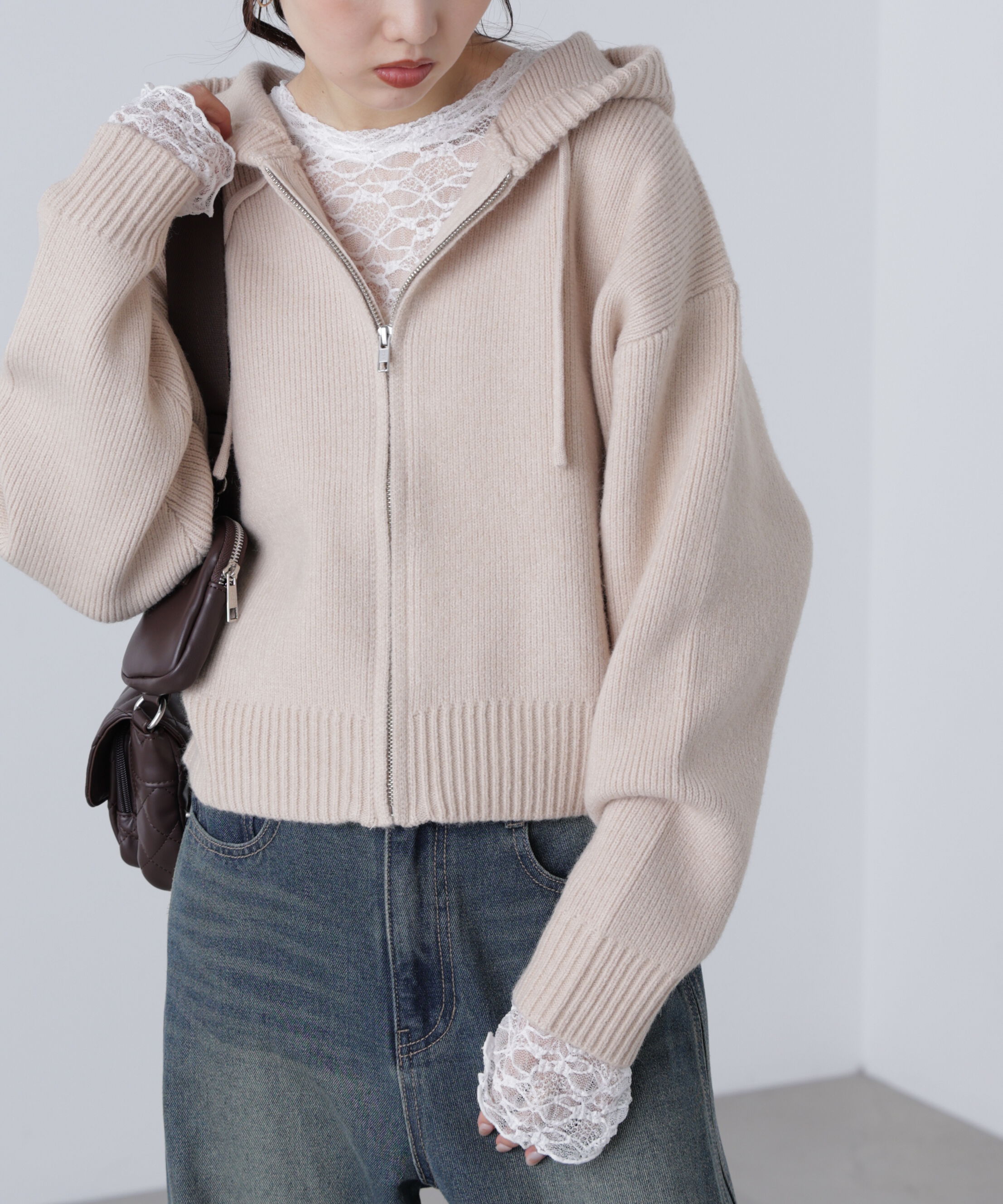  「ジップニットパーカー」|ニット・セーター|