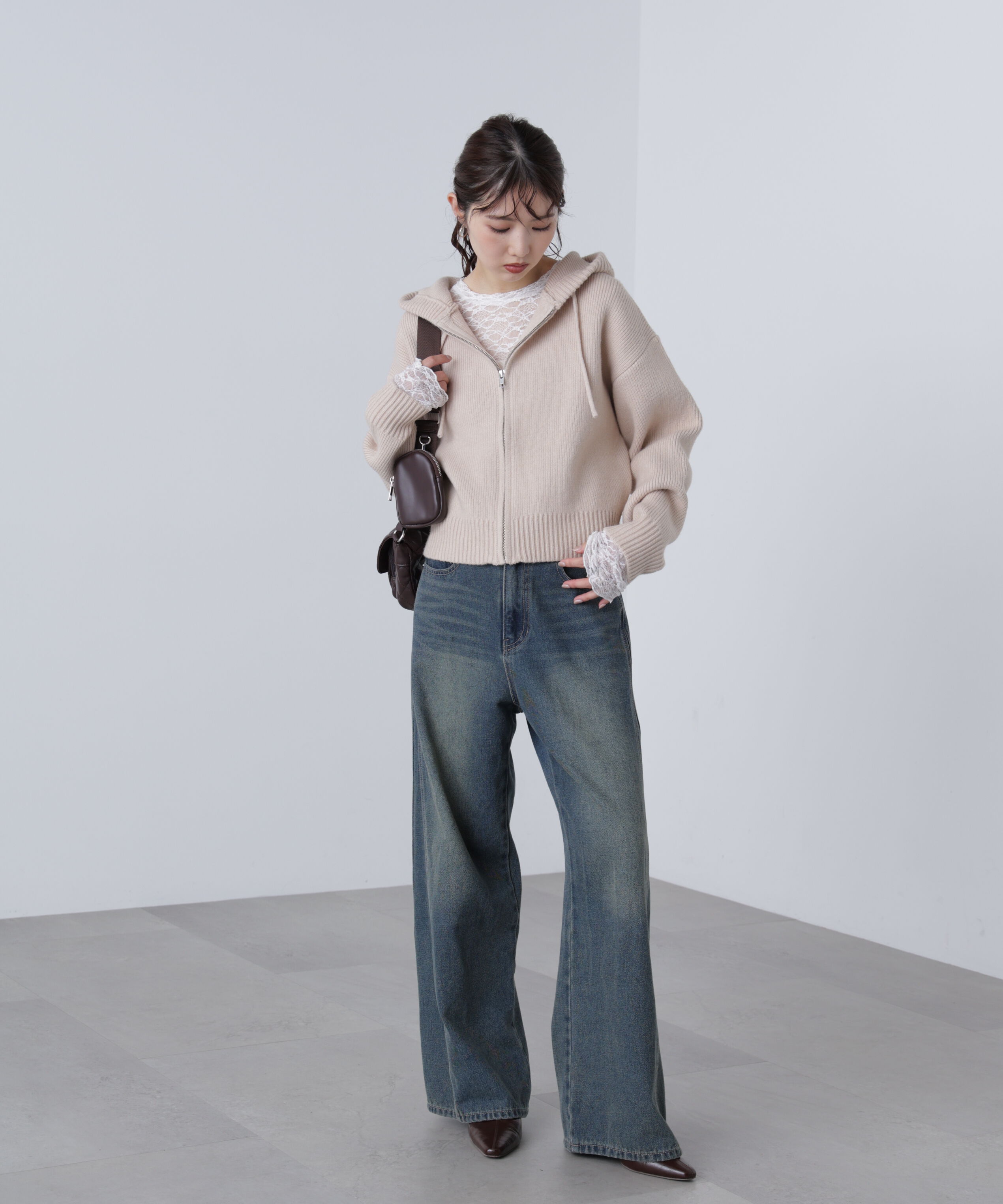  「ジップニットパーカー」|ニット・セーター|