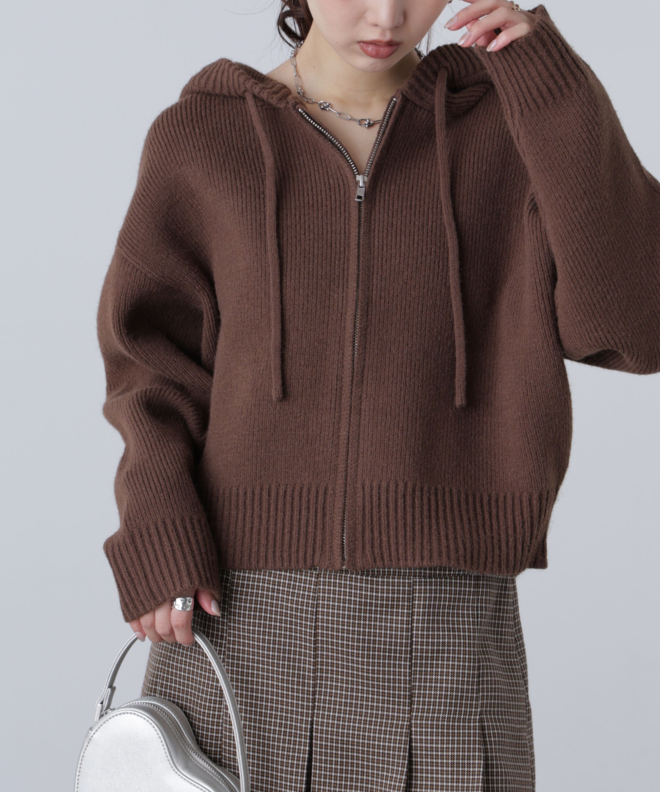  「ジップニットパーカー」|ニット・セーター|
