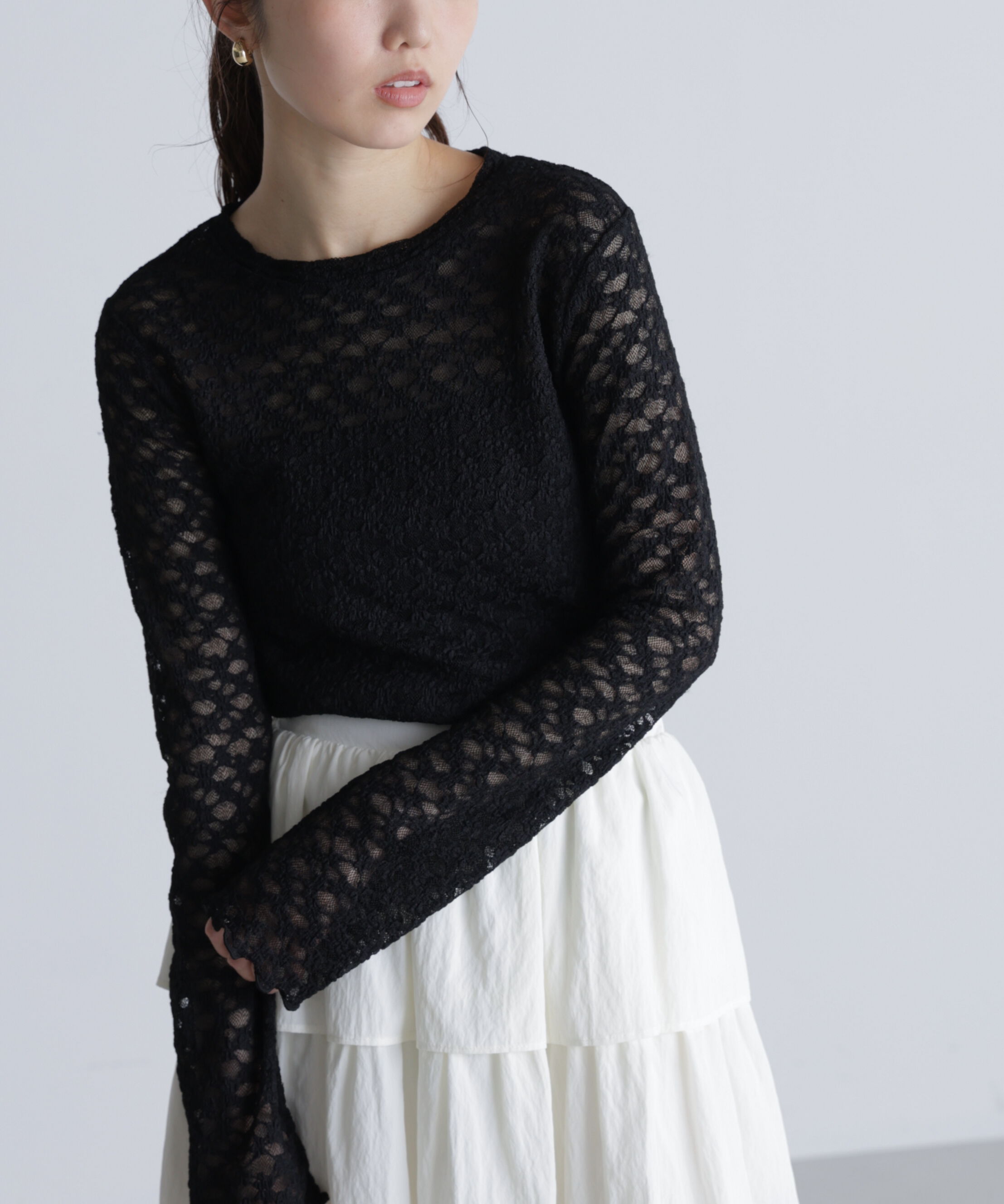  「長袖レースカットソー」|Tシャツ・カットソー|