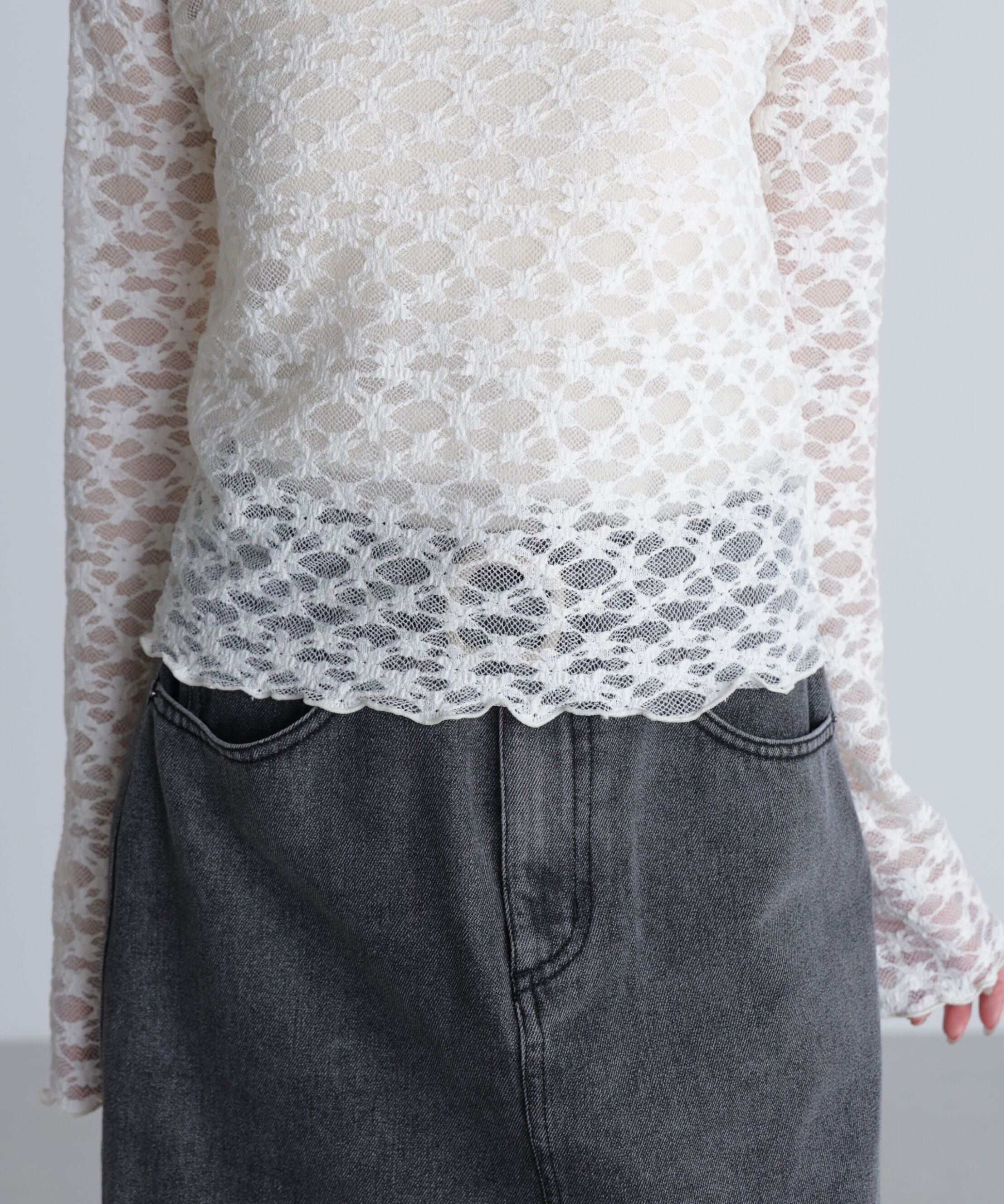 「長袖レースカットソー」|Tシャツ・カットソー|