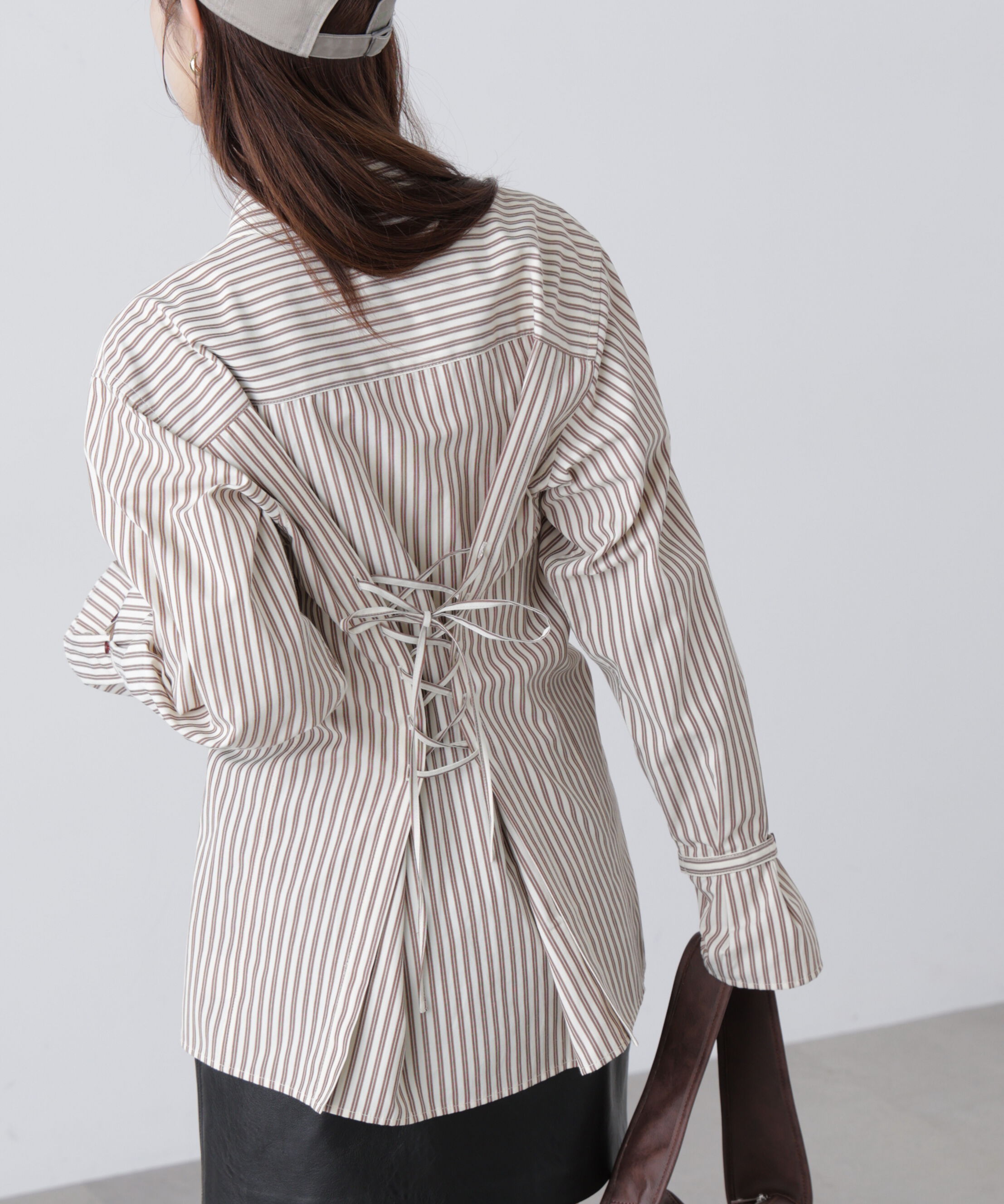  「ウエストシェイプレースアップシャツ」|シャツ・ブラウス|