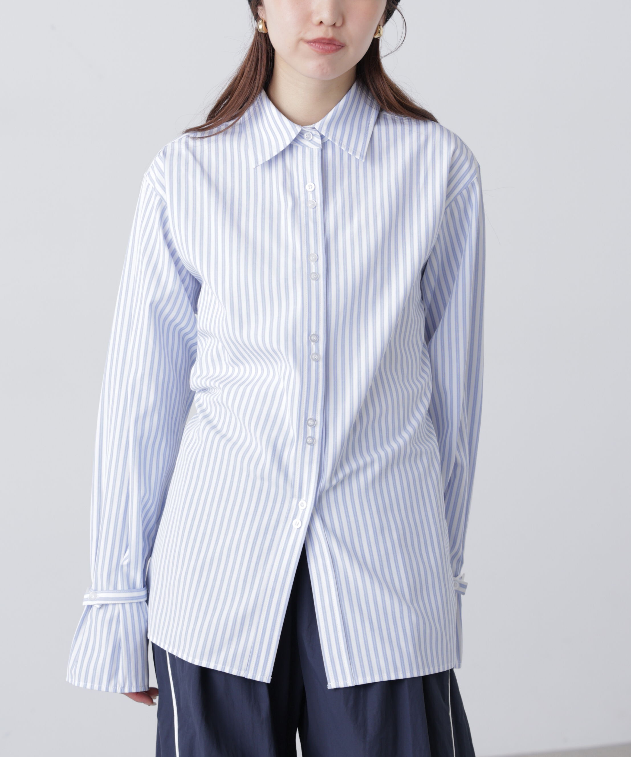  「ウエストシェイプレースアップシャツ」|シャツ・ブラウス|