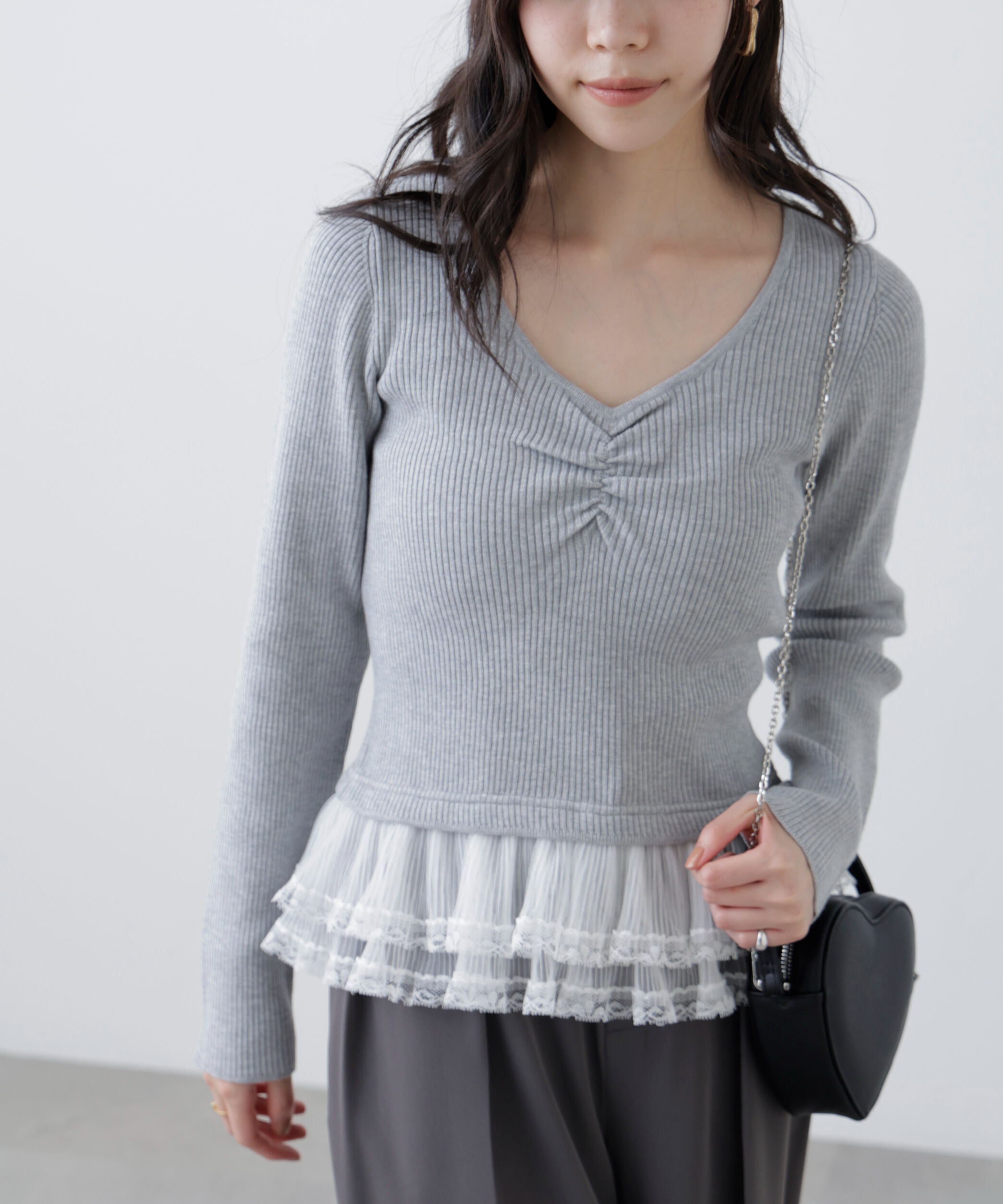  「レイヤードデザインリブニット」|ニット・セーター|