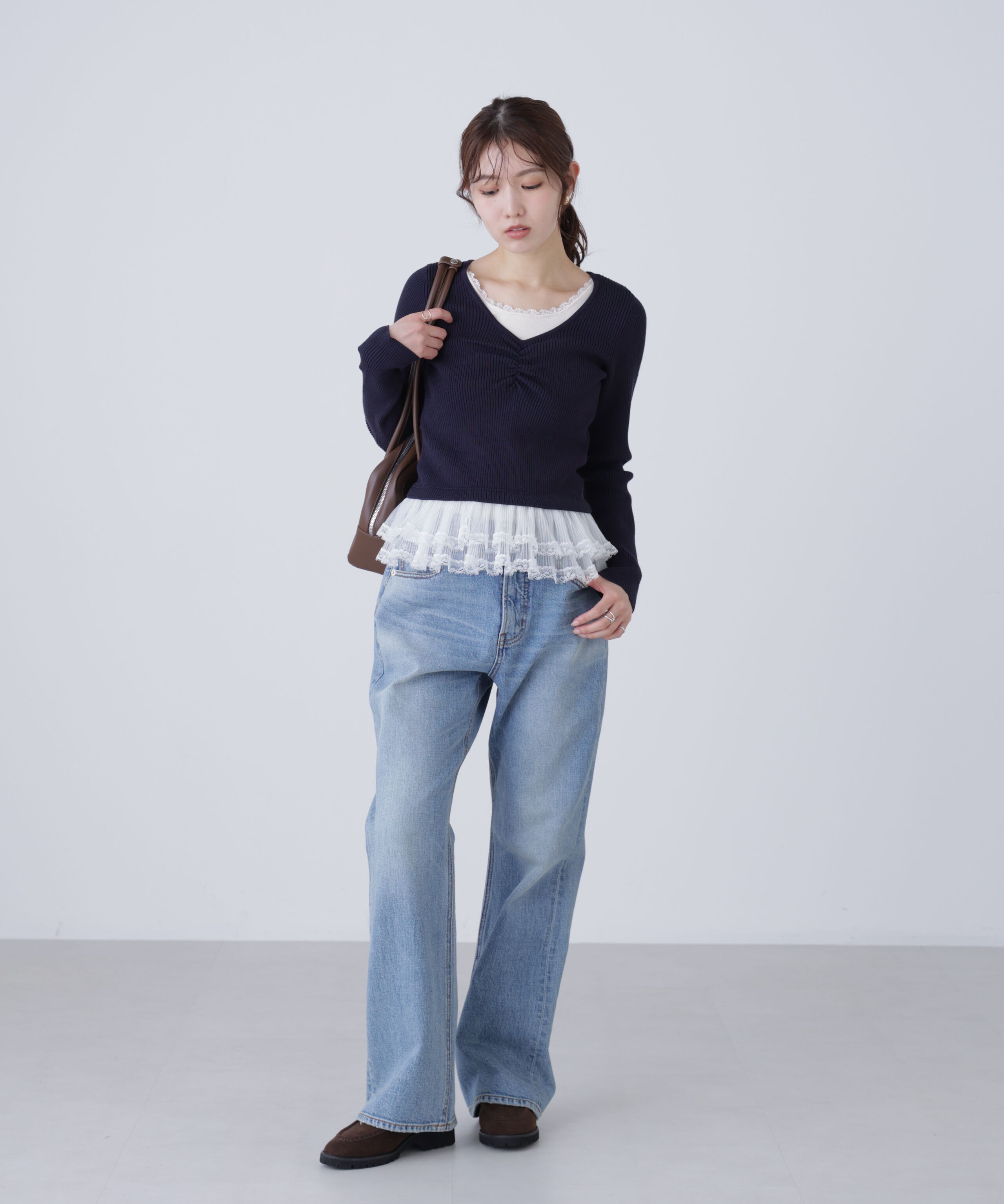  「レイヤードデザインリブニット」|ニット・セーター|