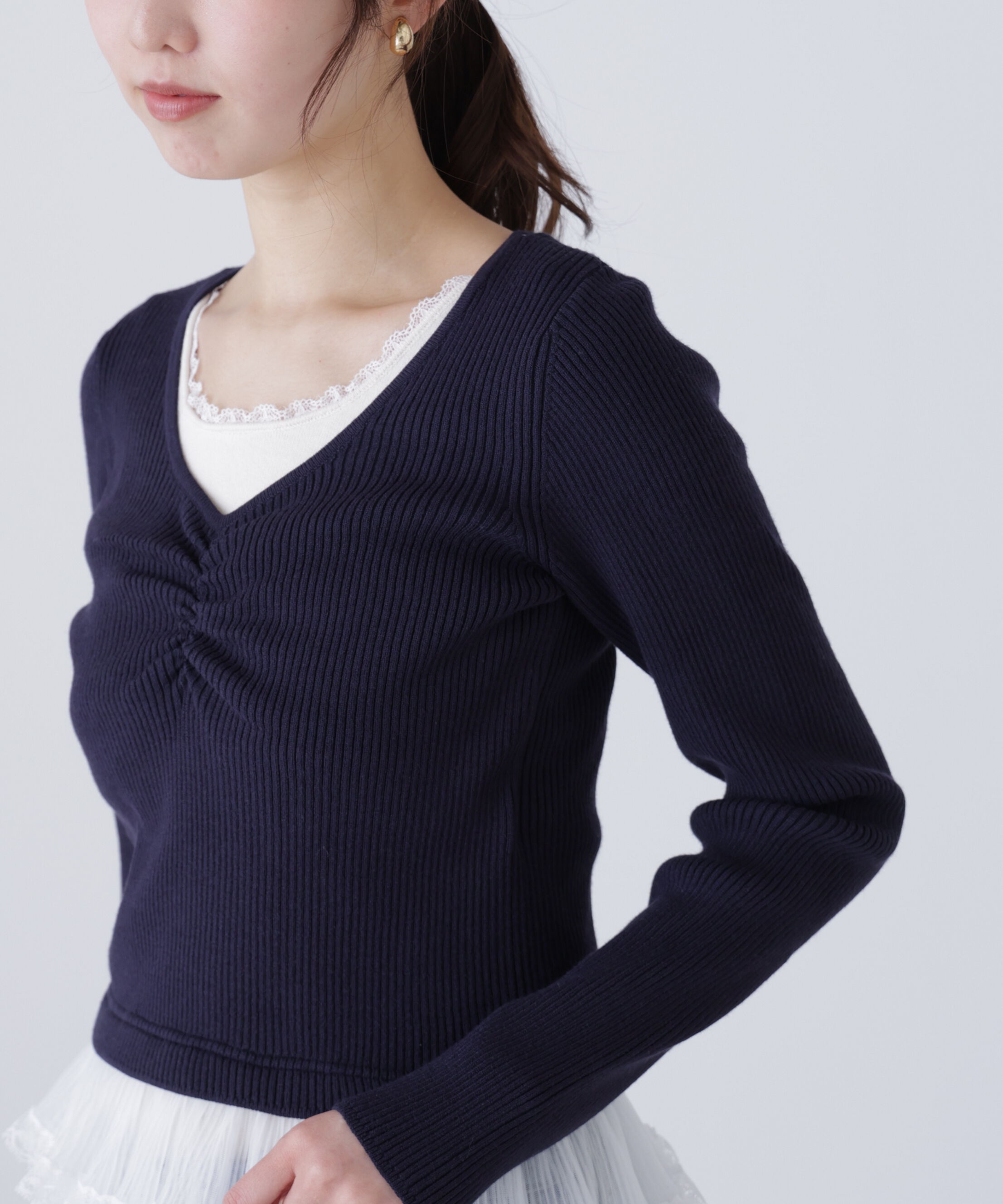  「レイヤードデザインリブニット」|ニット・セーター|