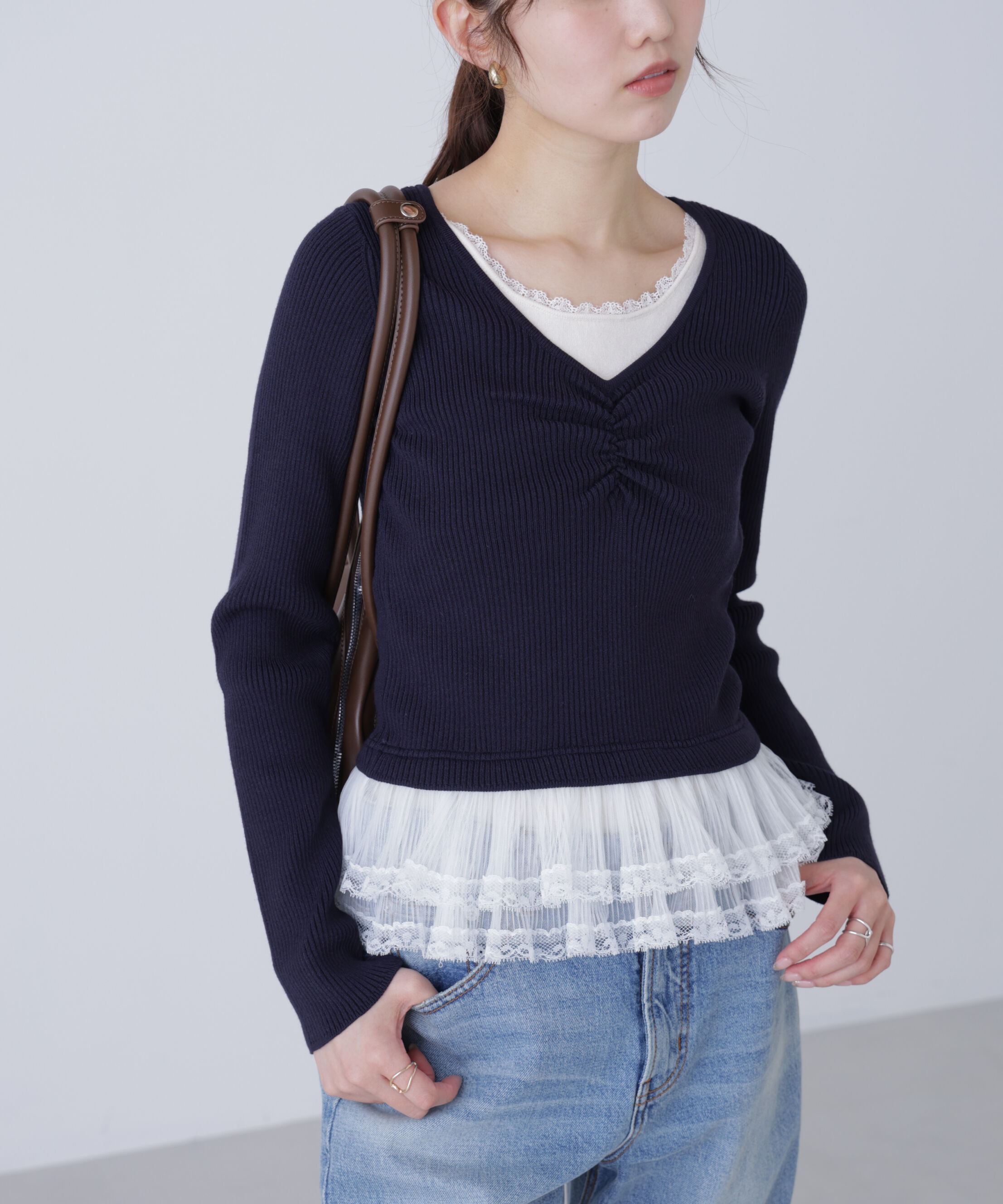  「レイヤードデザインリブニット」|ニット・セーター|