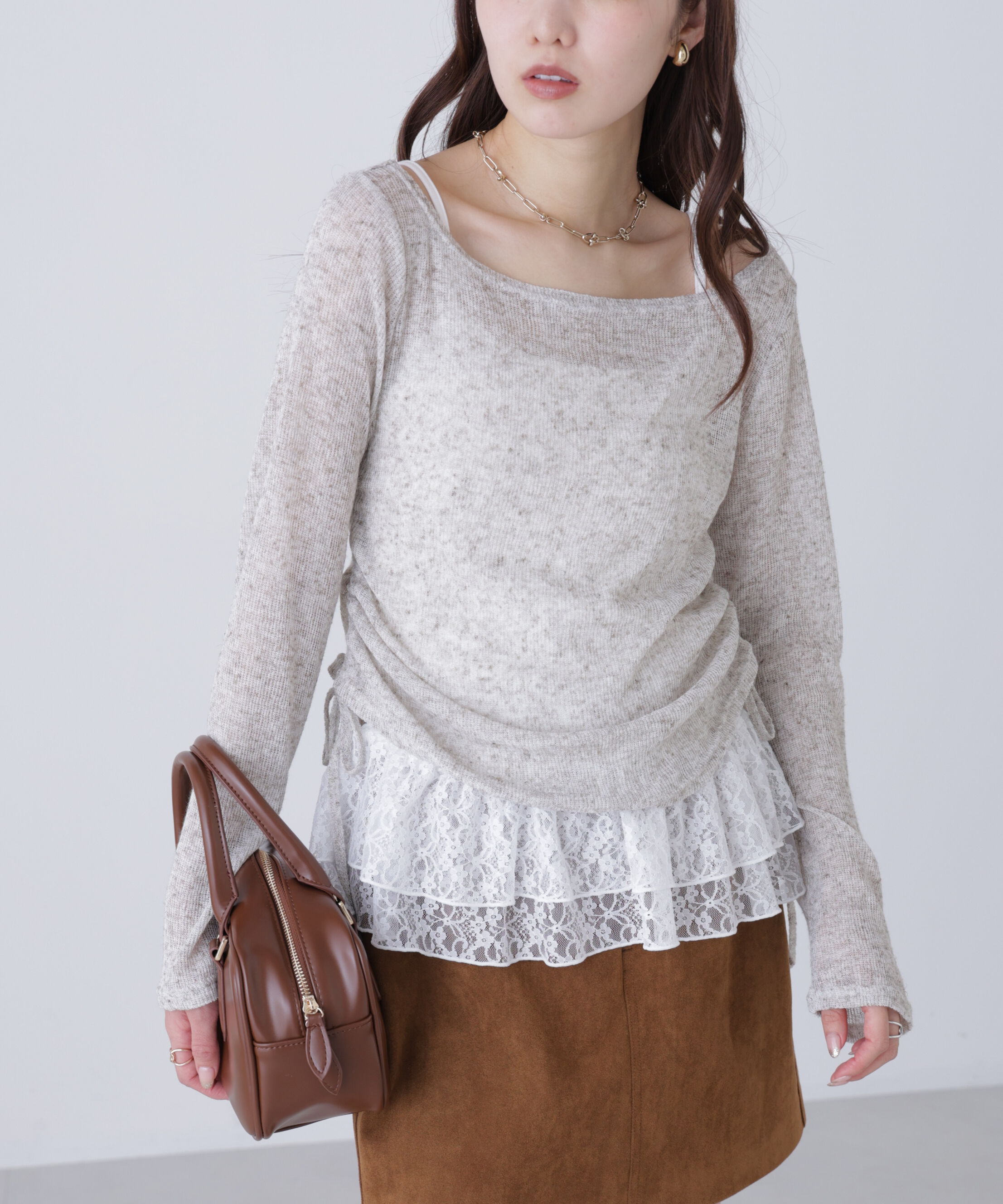  「メランジドロストレースティアードキャミセット」|Tシャツ・カットソー|