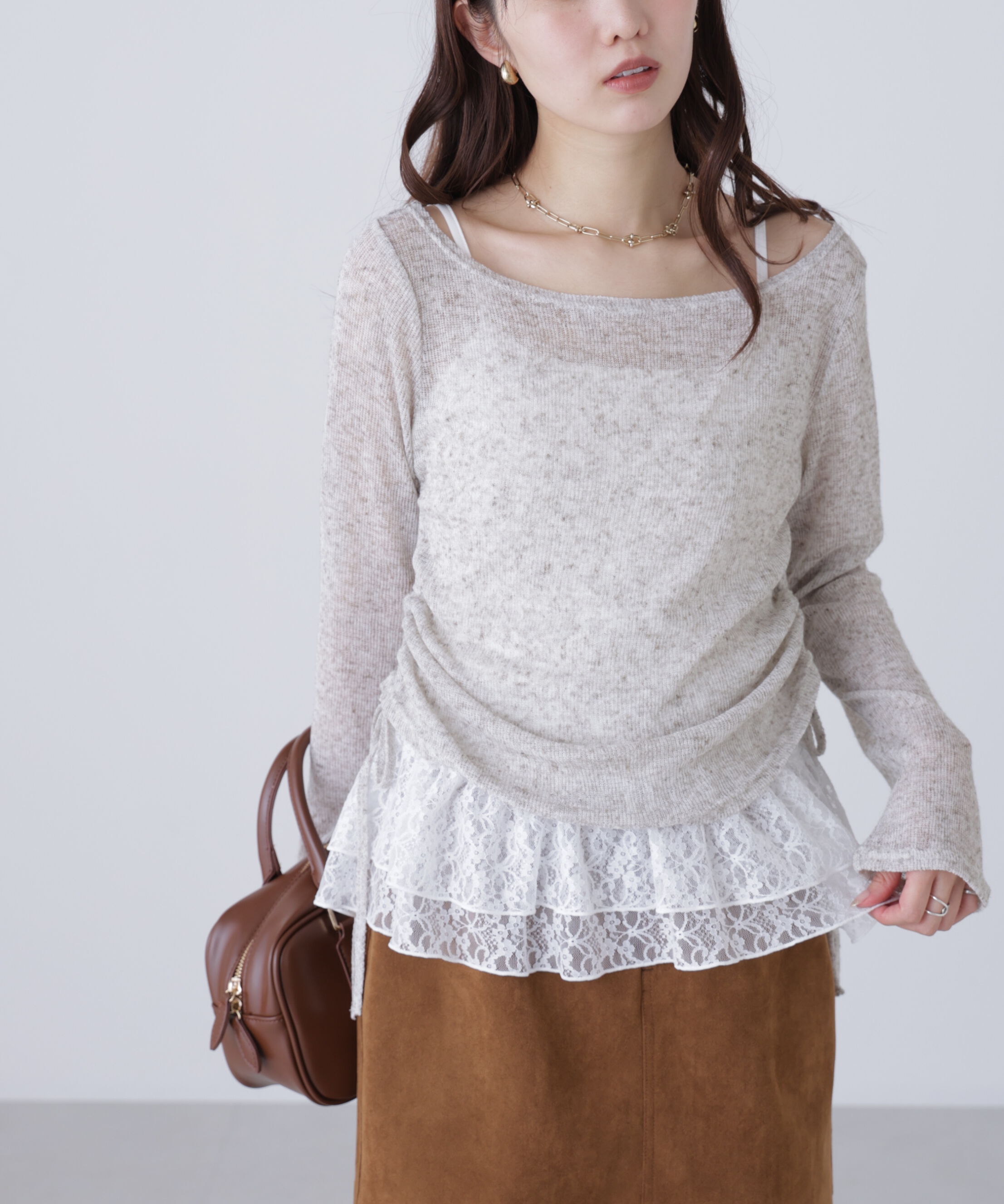  「メランジドロストレースティアードキャミセット」|Tシャツ・カットソー|