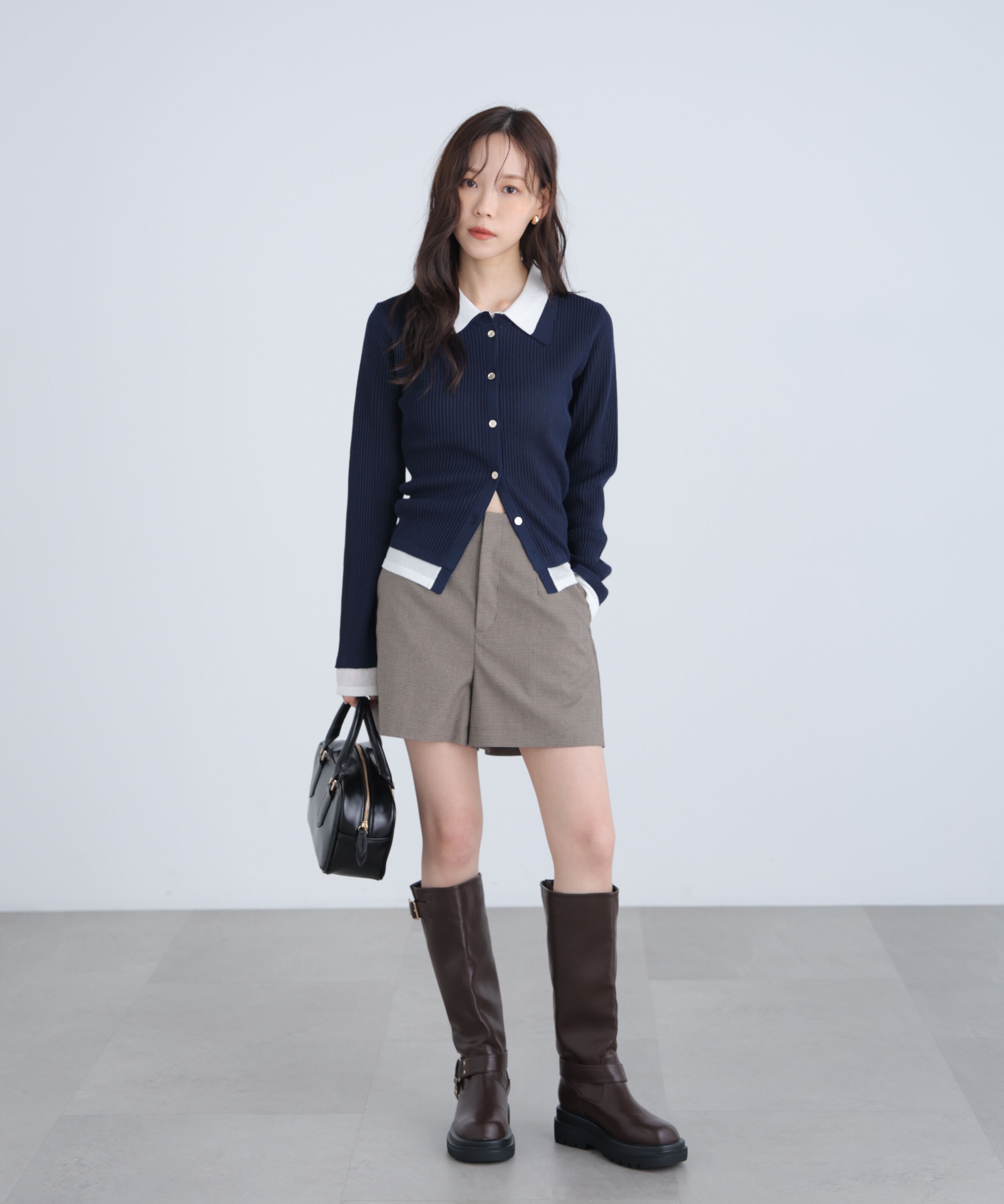  「レイヤー襟ポロリブニット〈MFM〉」|ニット・セーター|