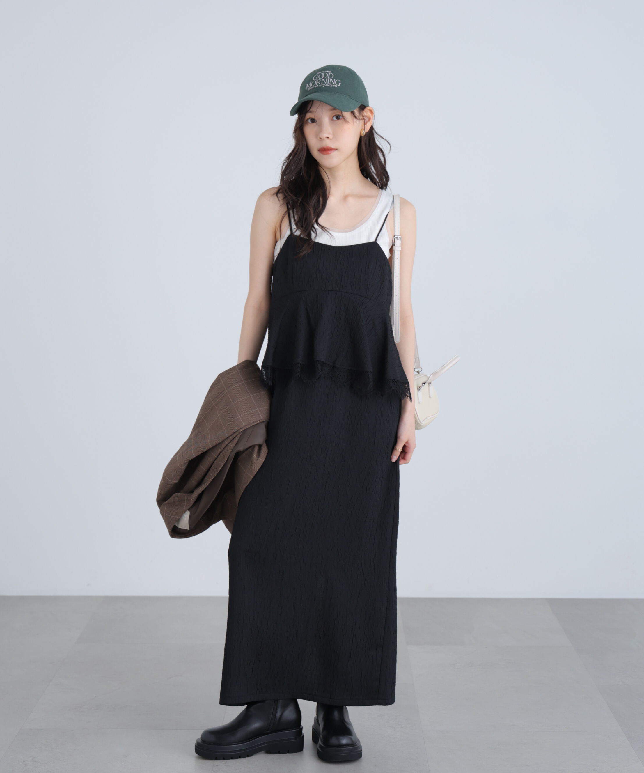  「ペプラムレースキャミワンピース」|ワンピース|