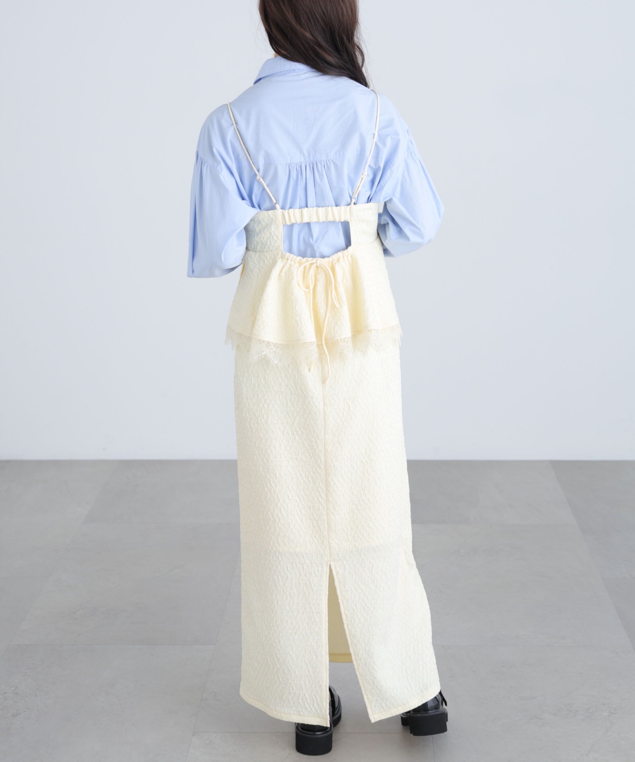  「ペプラムレースキャミワンピース」|ワンピース|