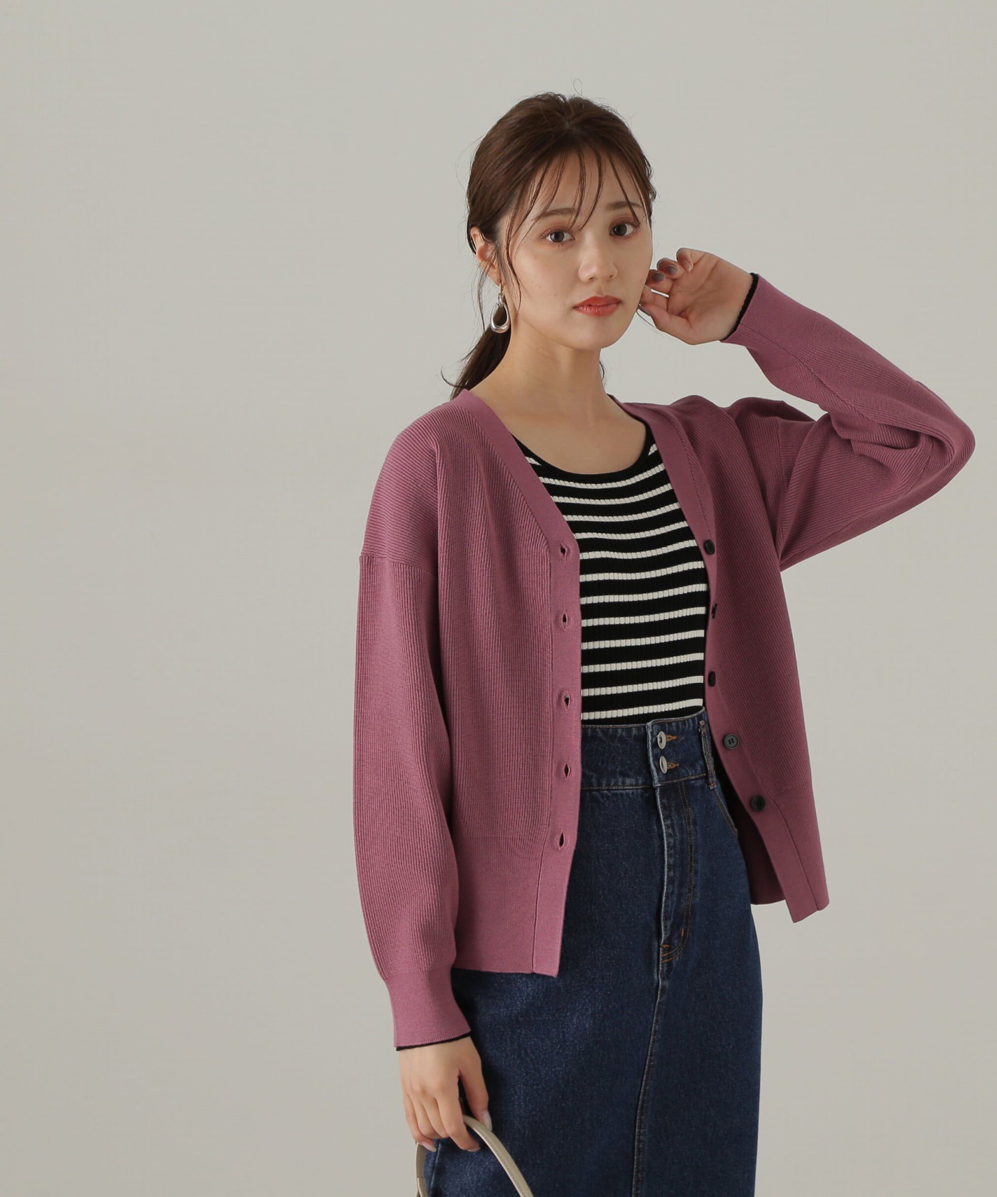 PROPORTION BODY DRESSING「ドロップショルダーカーデ　24AW」|カーディガン|ピンク