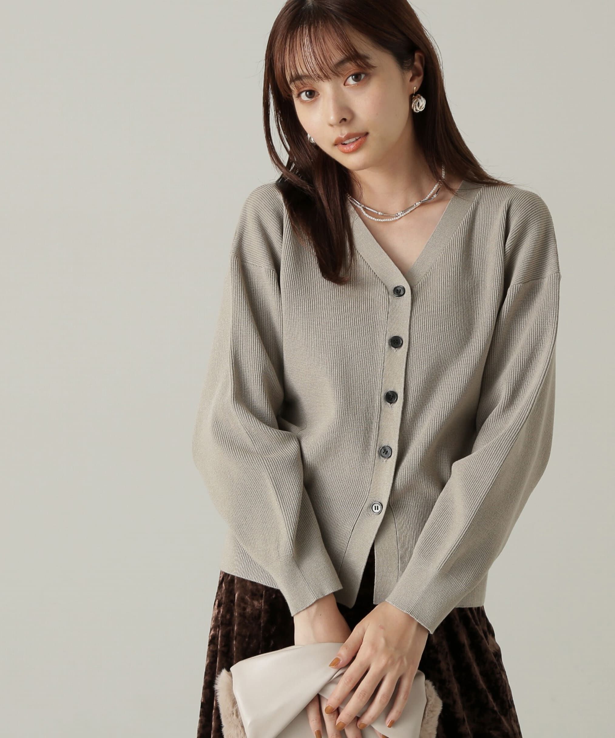 PROPORTION BODY DRESSING「ドロップショルダーカーデ　24AW」|カーディガン|カーキ