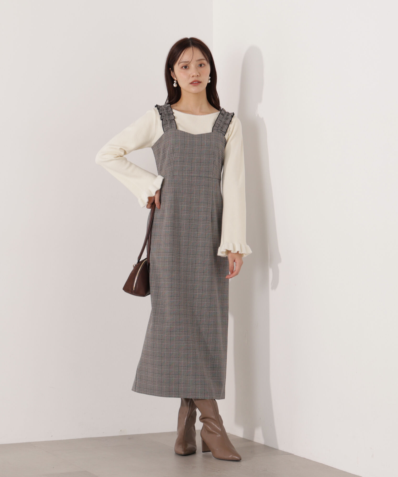 PROPORTION BODY DRESSING「フリルショルダーワンピース 25AW」|ワンピース|ブラックチェ 1