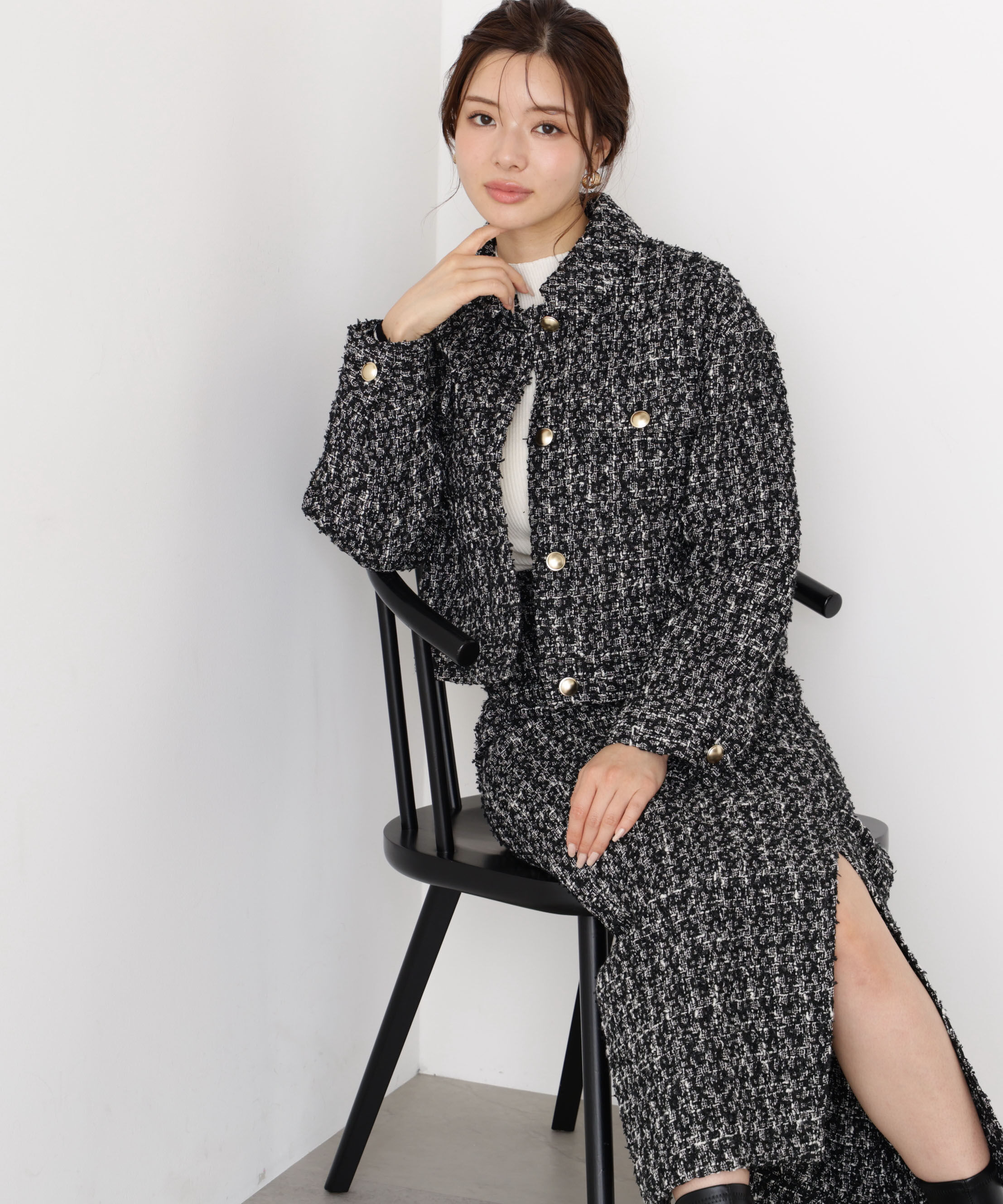 PROPORTION BODY DRESSING「ラメツイードナロースカート 25AW」|スカート|