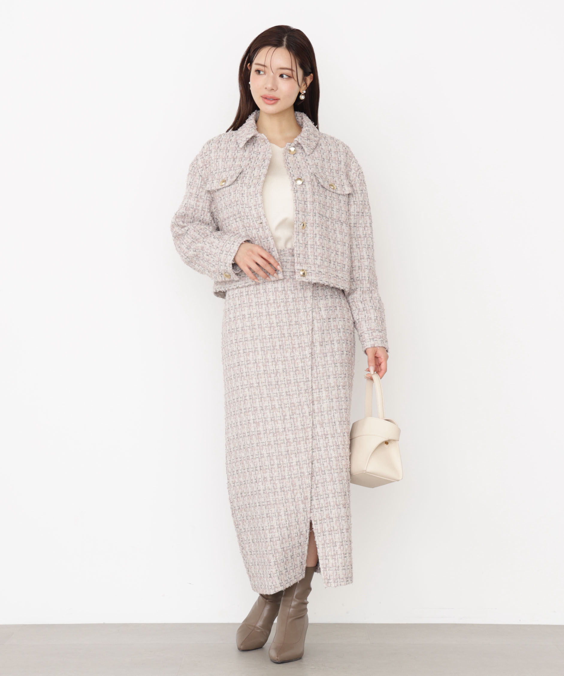 PROPORTION BODY DRESSING「ラメツイードナロースカート 25AW」|スカート|