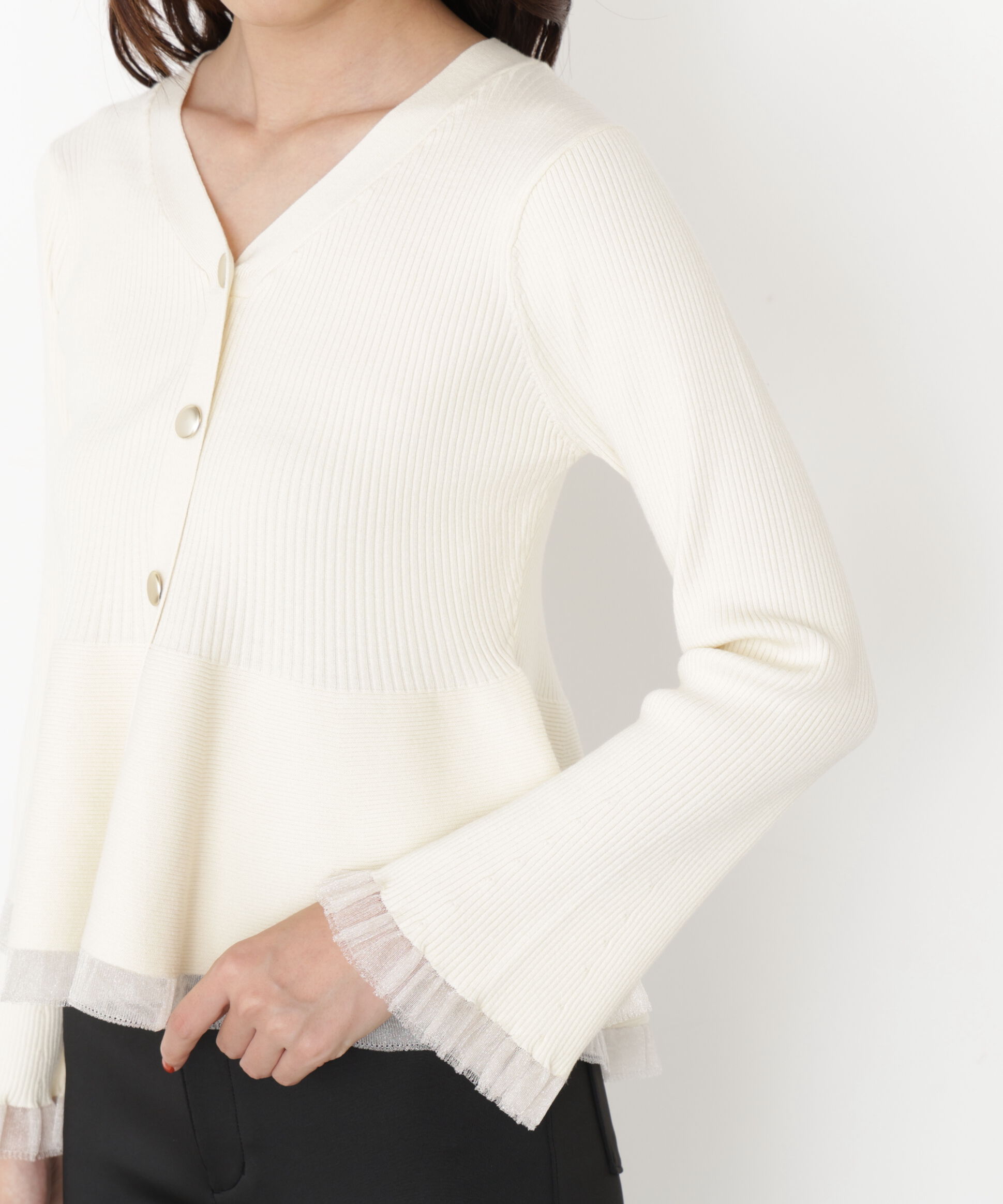 PROPORTION BODY DRESSING「シアー切り替えペプラムニット 25AW」|ニット・セーター|