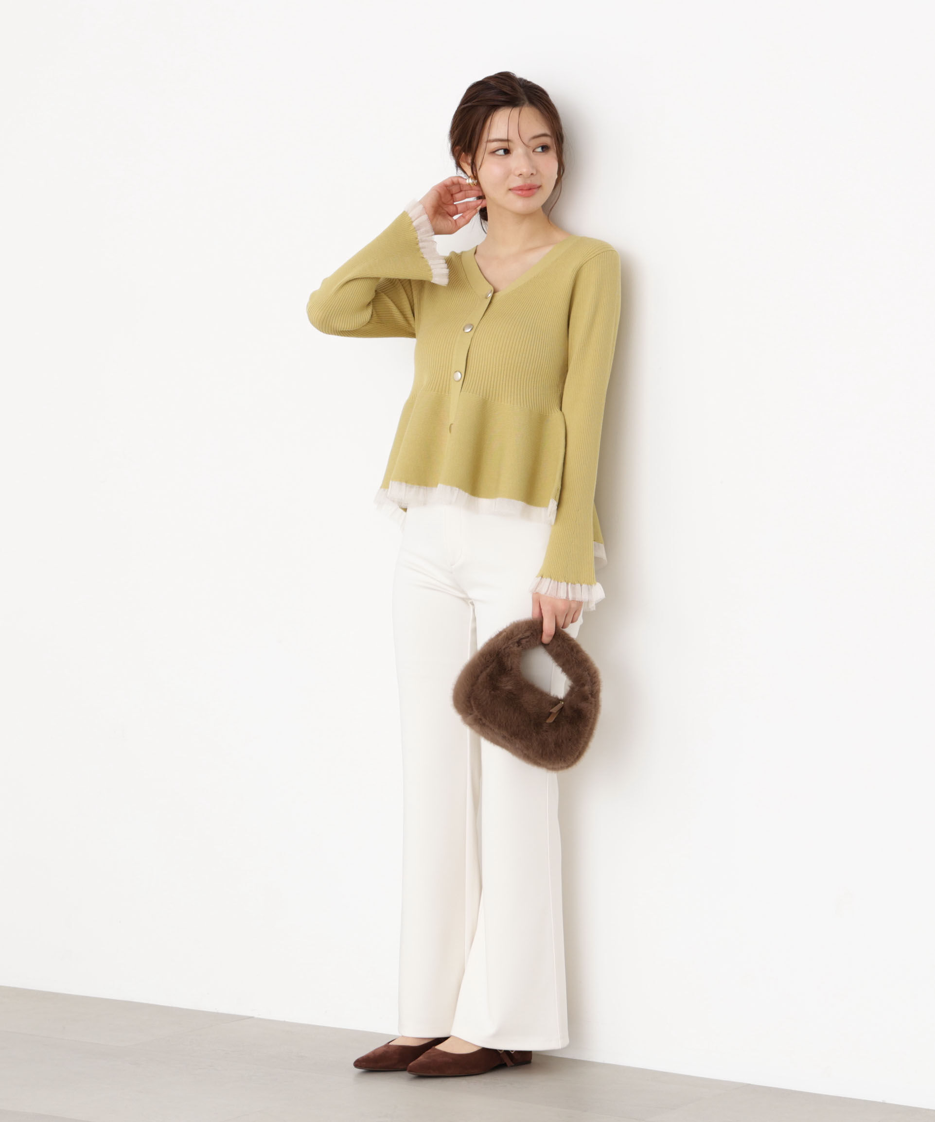 PROPORTION BODY DRESSING「シアー切り替えペプラムニット 25AW」|ニット・セーター|