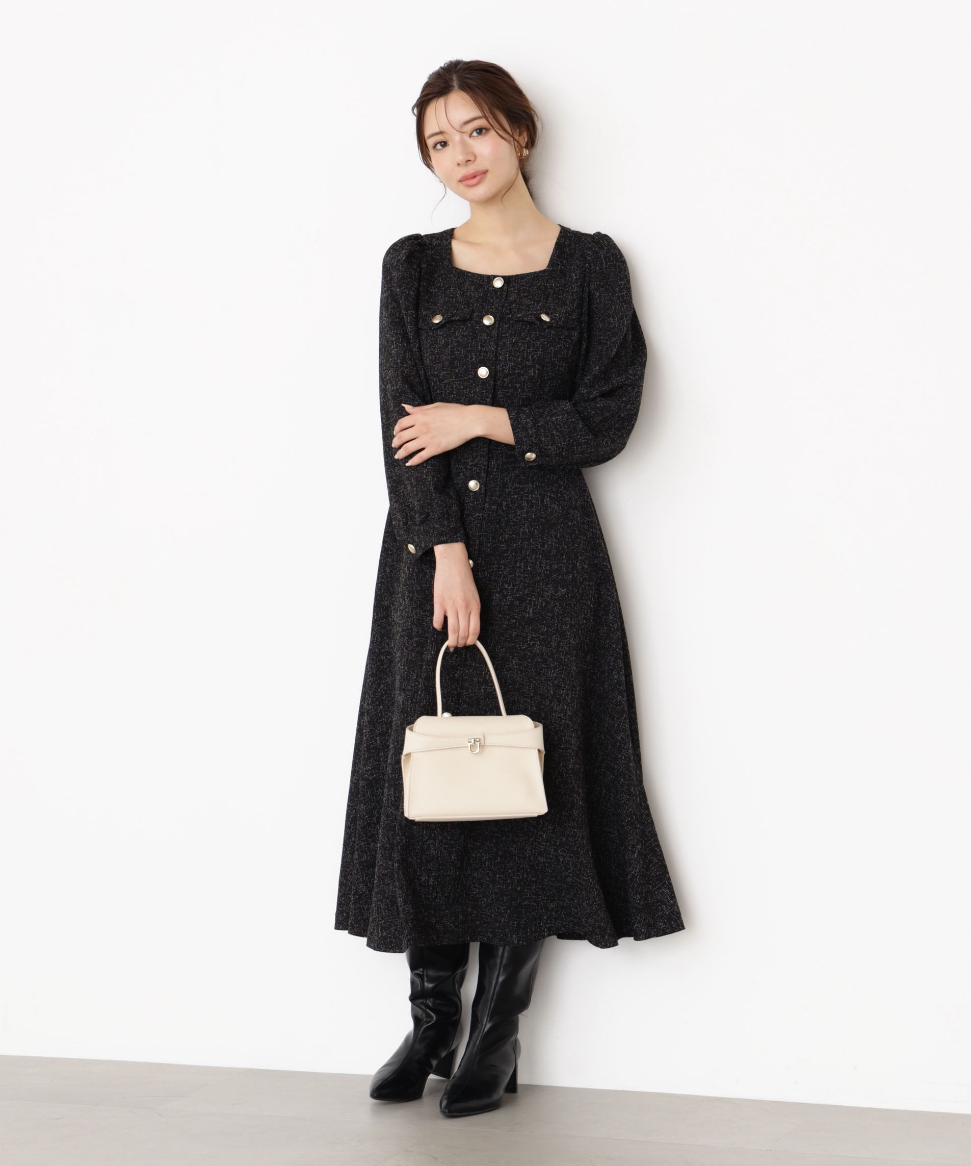 PROPORTION BODY DRESSING「フロント釦ツイードワンピース 25AW」|ワンピース|