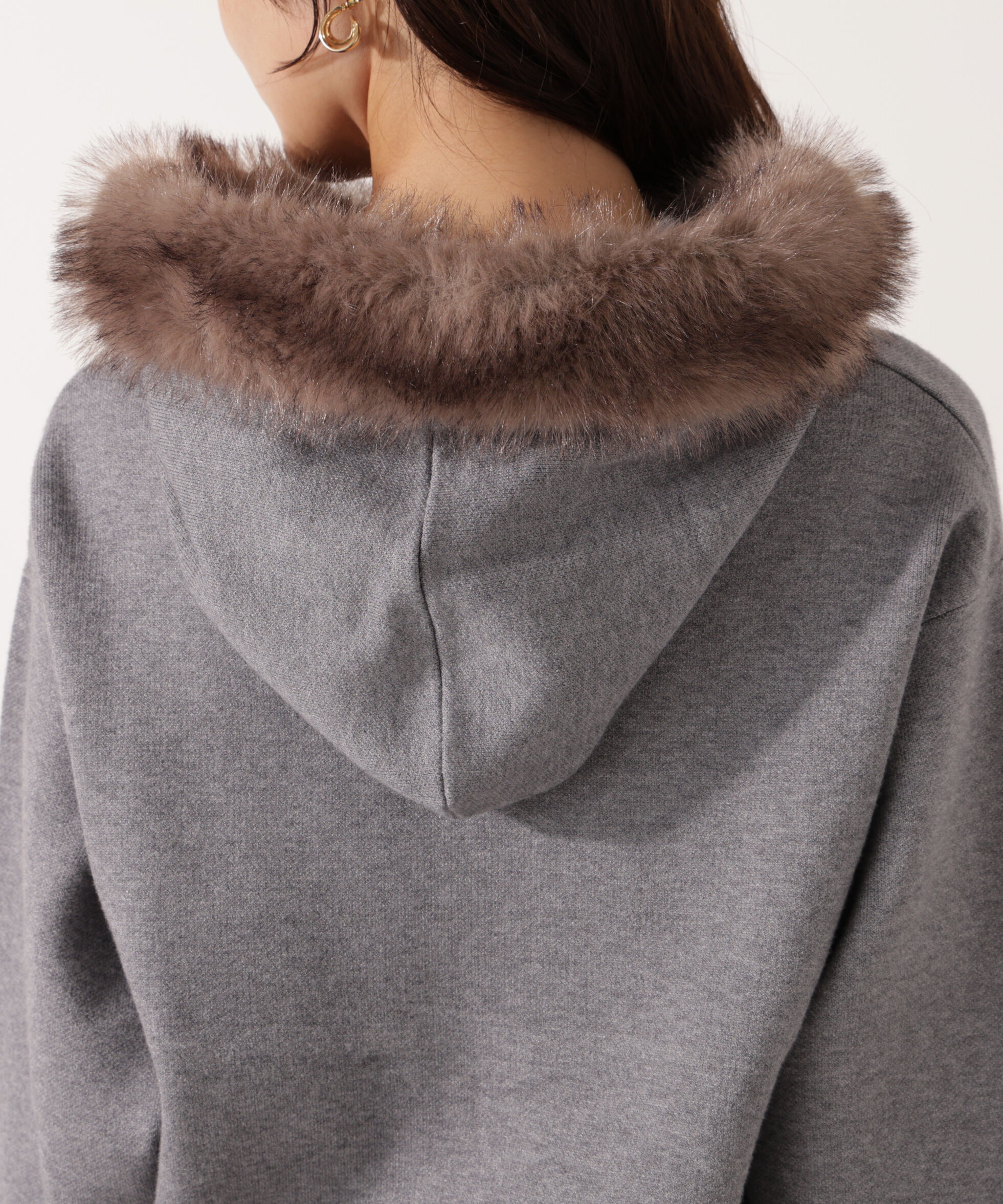 PROPORTION BODY DRESSING「エコファー付きニットパーカー 25AW」|ニット・セーター|