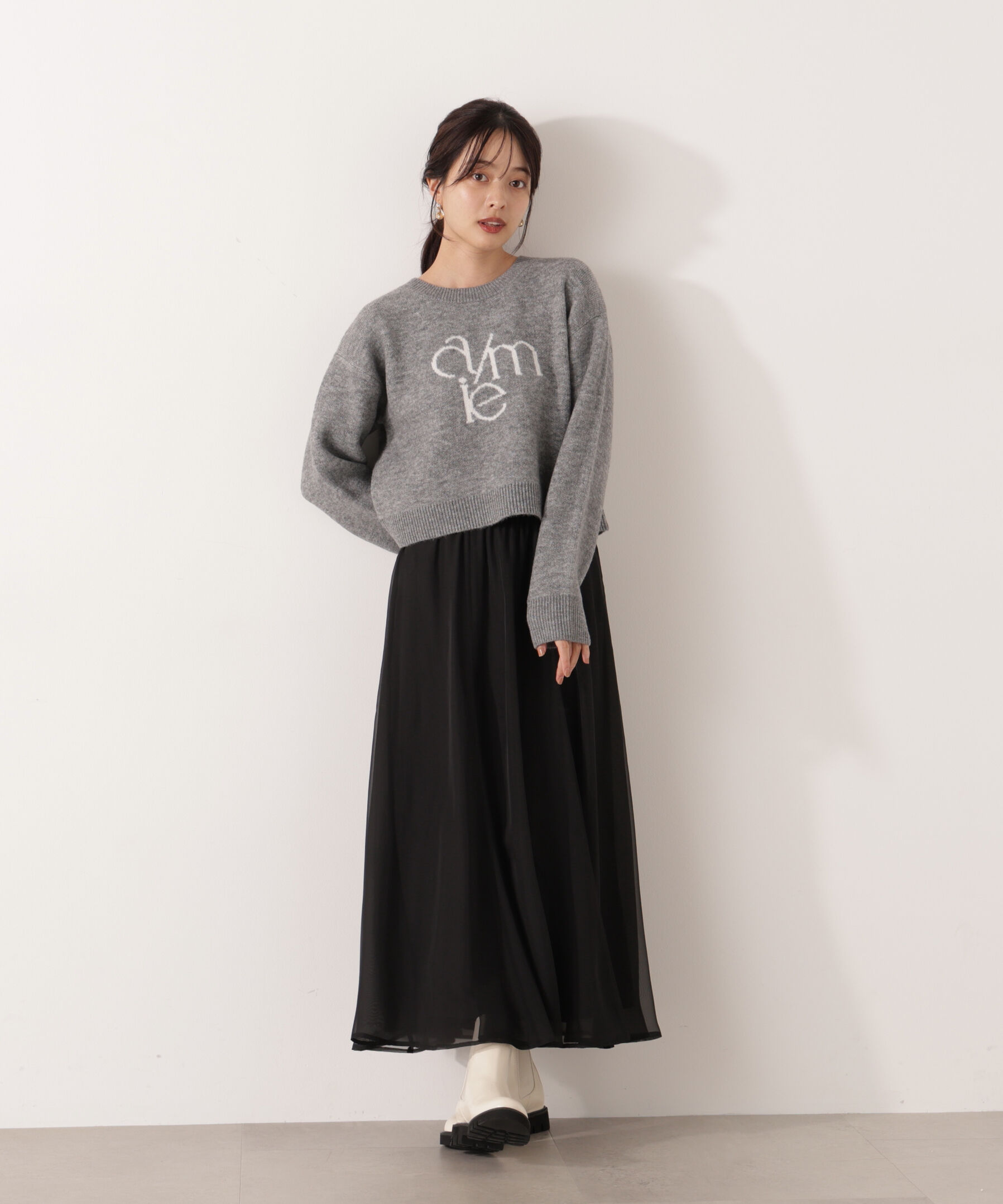 PROPORTION BODY DRESSING「エアリーナローフレアスカート 25AW」|スカート|ブラック