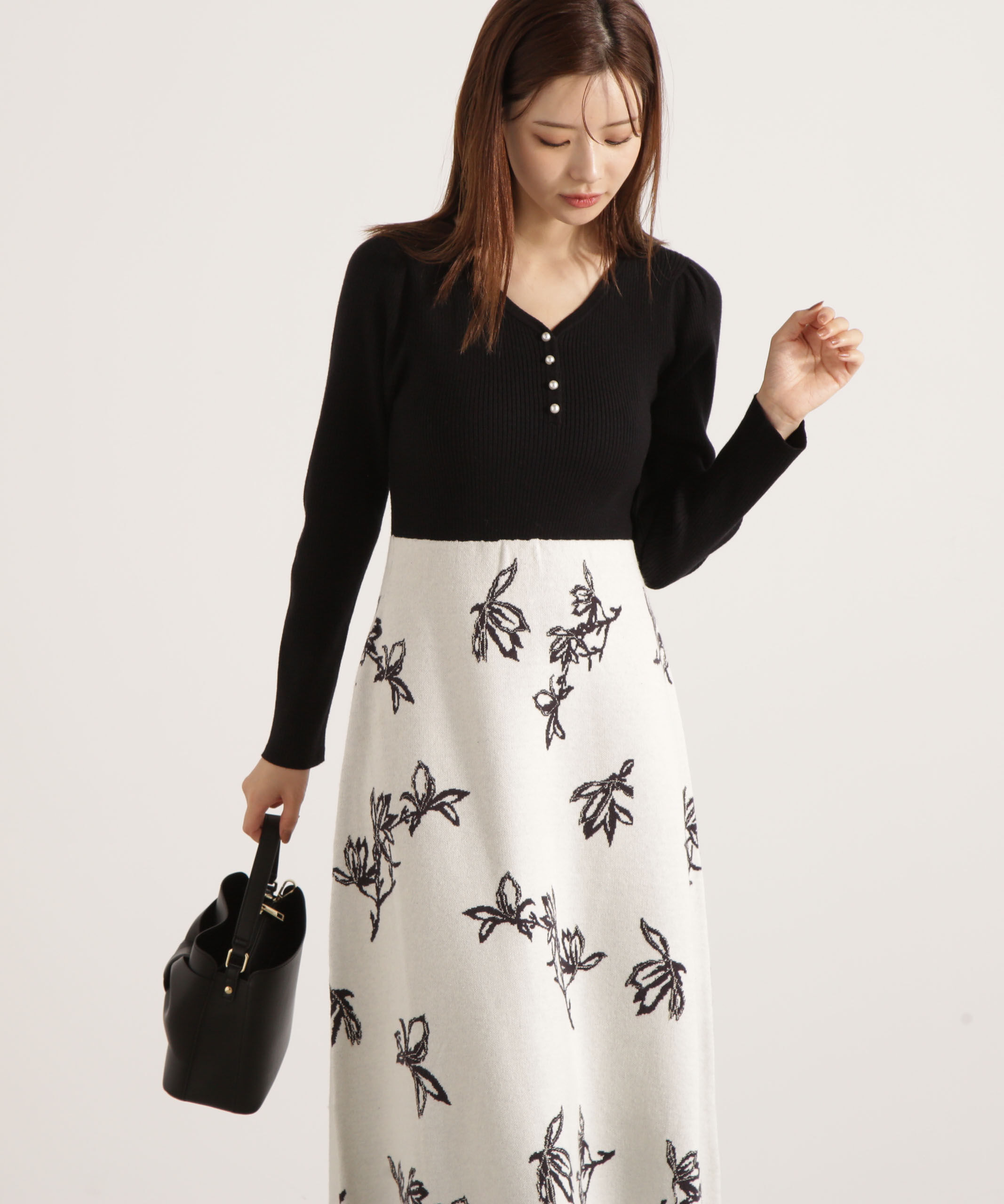 PROPORTION BODY DRESSING「花柄ジャガードニットワンピース 25AW」|ワンピース|