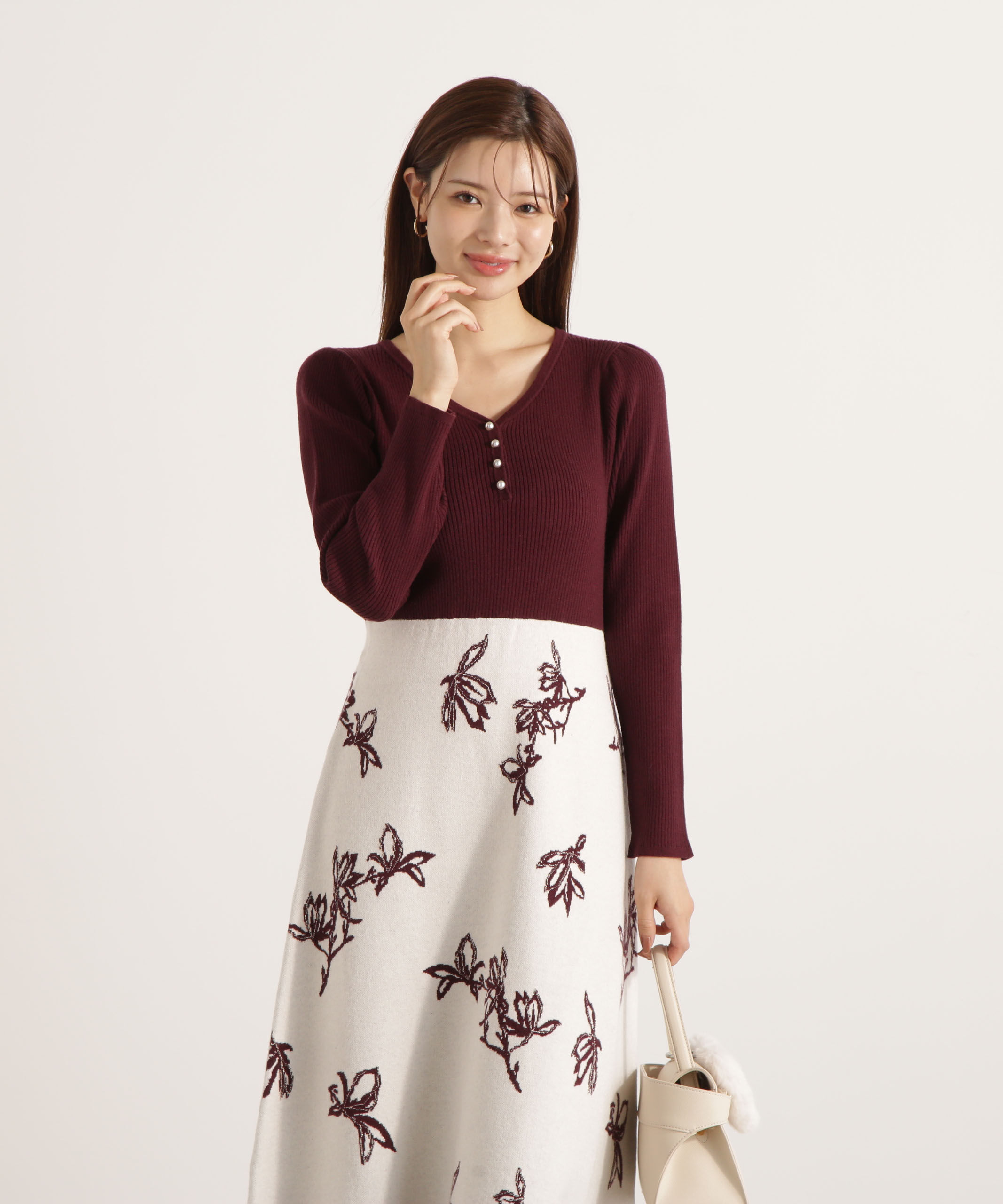 PROPORTION BODY DRESSING「花柄ジャガードニットワンピース 25AW」|ワンピース|