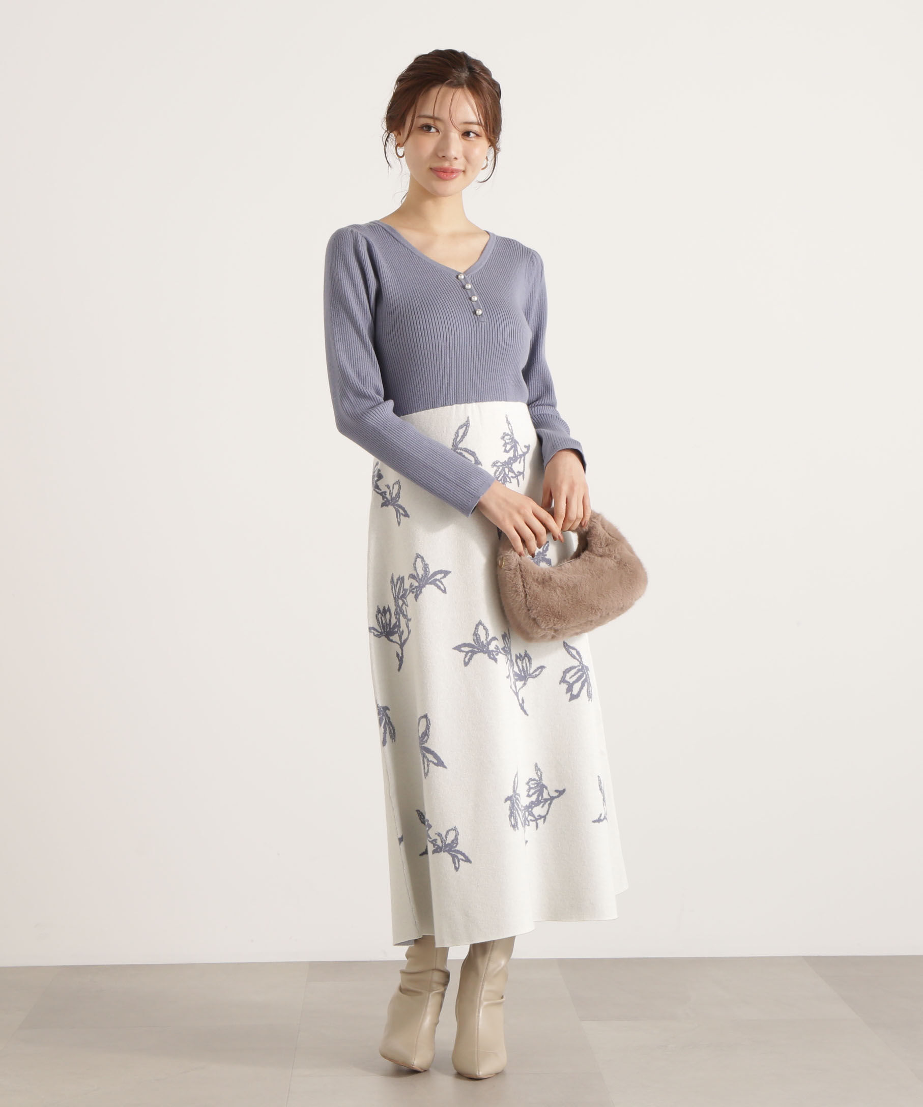 PROPORTION BODY DRESSING「花柄ジャガードニットワンピース 25AW」|ワンピース|