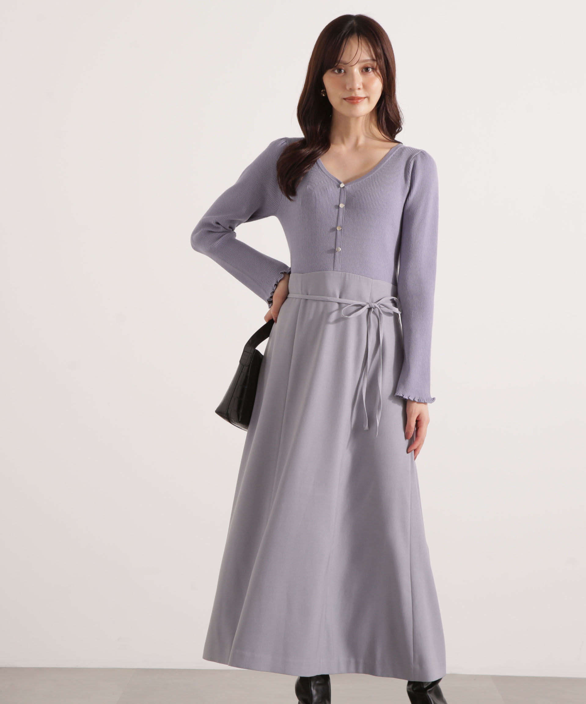 PROPORTION BODY DRESSING「ニットドッキングレディーワンピース 25AW」|ワンピース|ブルー