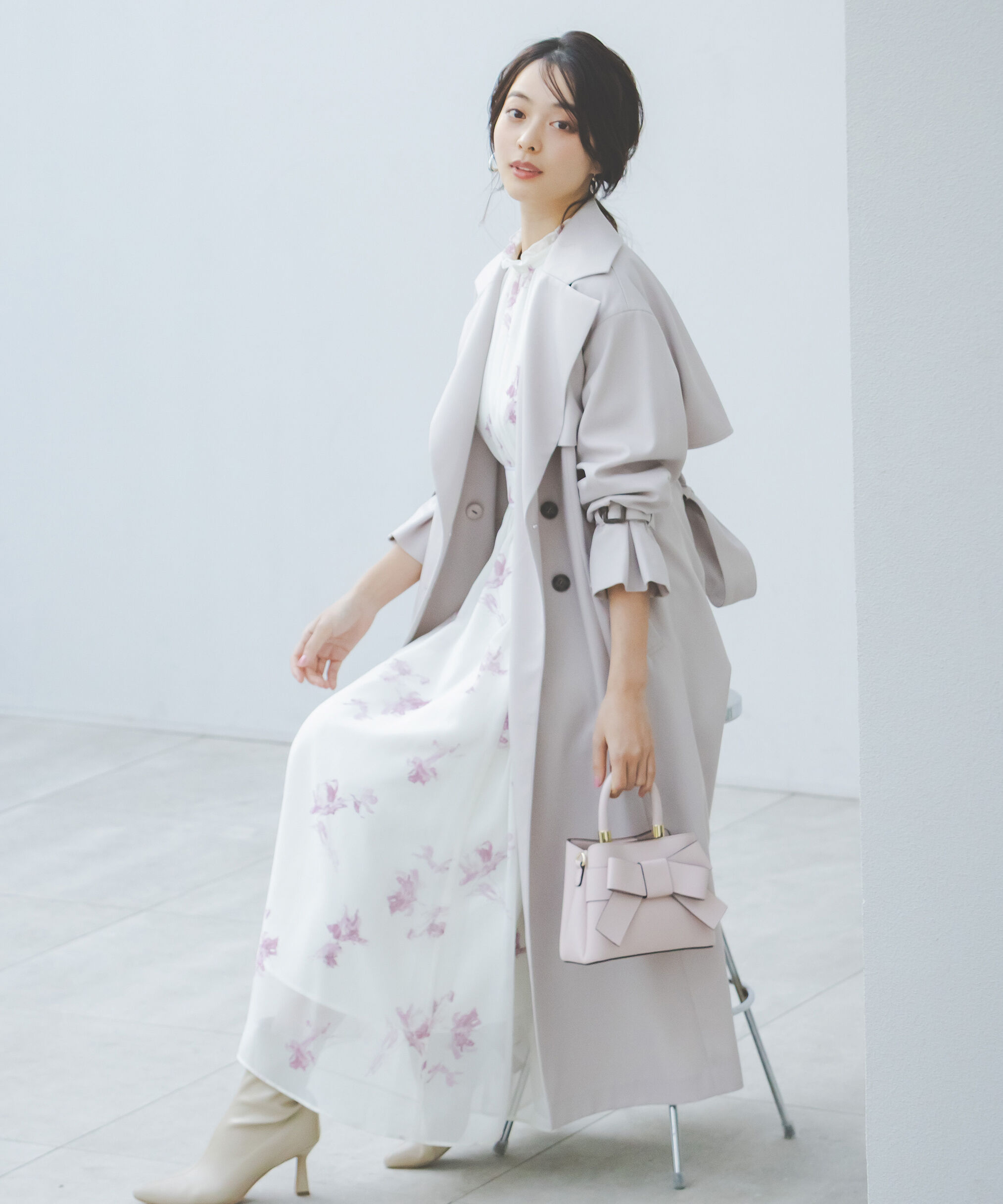 PROPORTION BODY DRESSING「花柄プリントギャザーワンピース」|ワンピース|