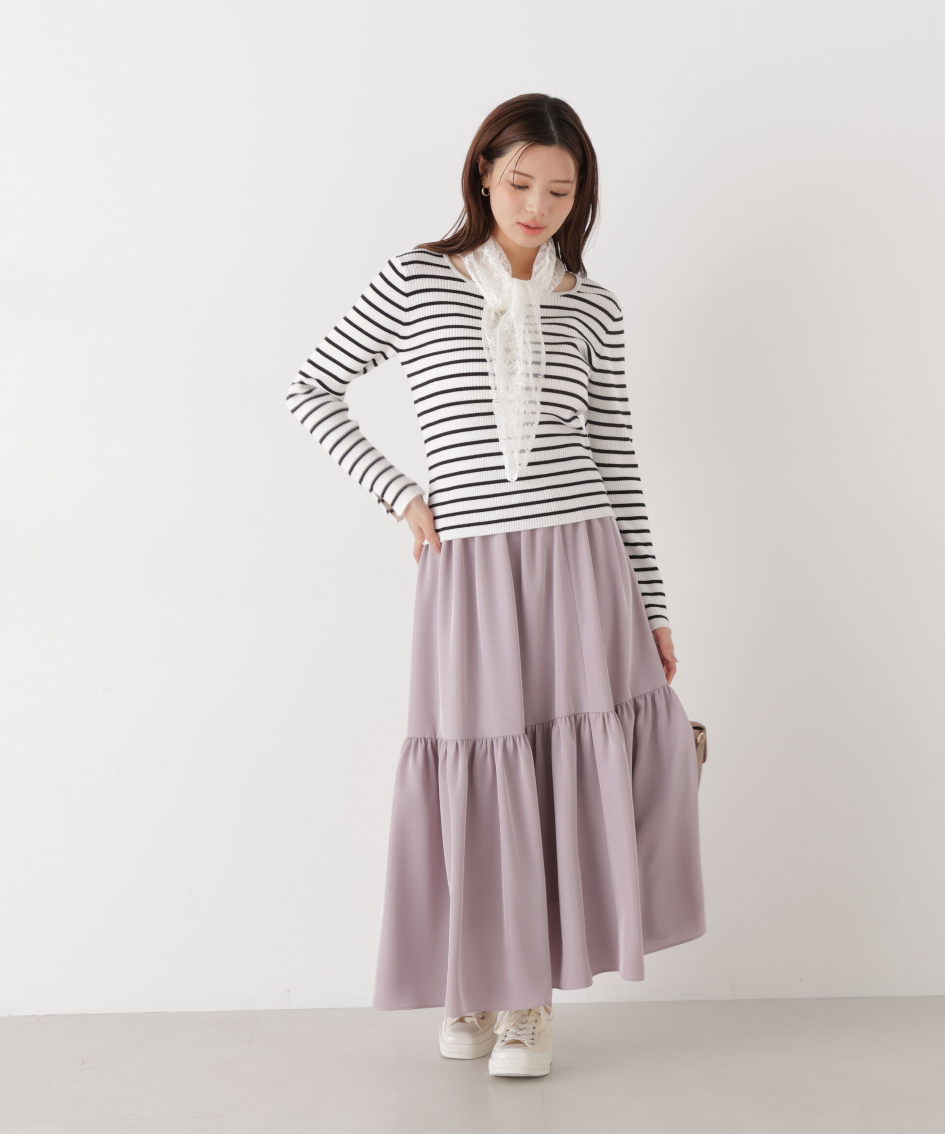 PROPORTION BODY DRESSING「ニュアンスサテンティアードスカート　26SS」|スカート|