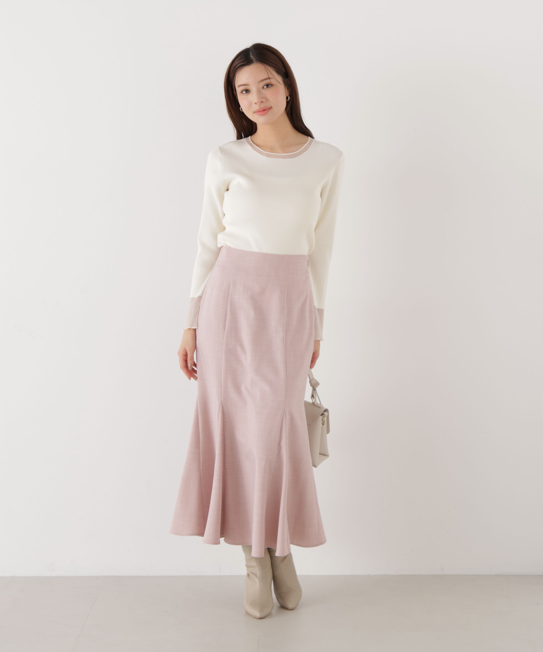 PROPORTION BODY DRESSING「部分シアーフレアスリーブニットトップス　26SS」|ニット・セーター|