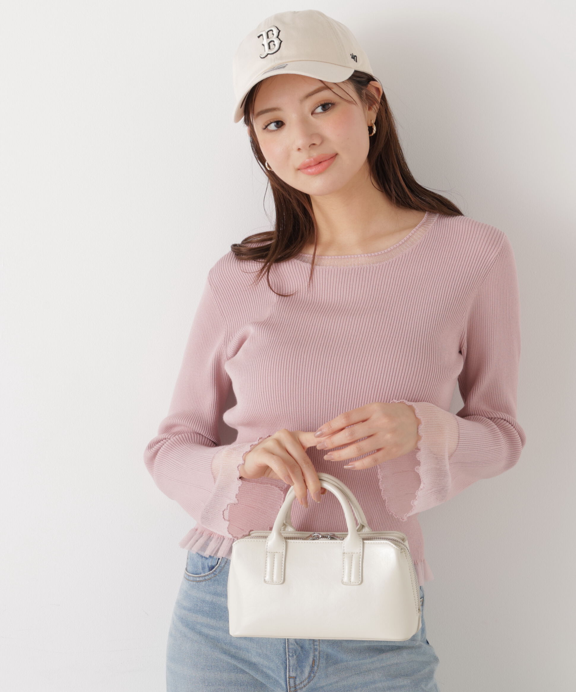 PROPORTION BODY DRESSING「部分シアーフレアスリーブニットトップス　26SS」|ニット・セーター|